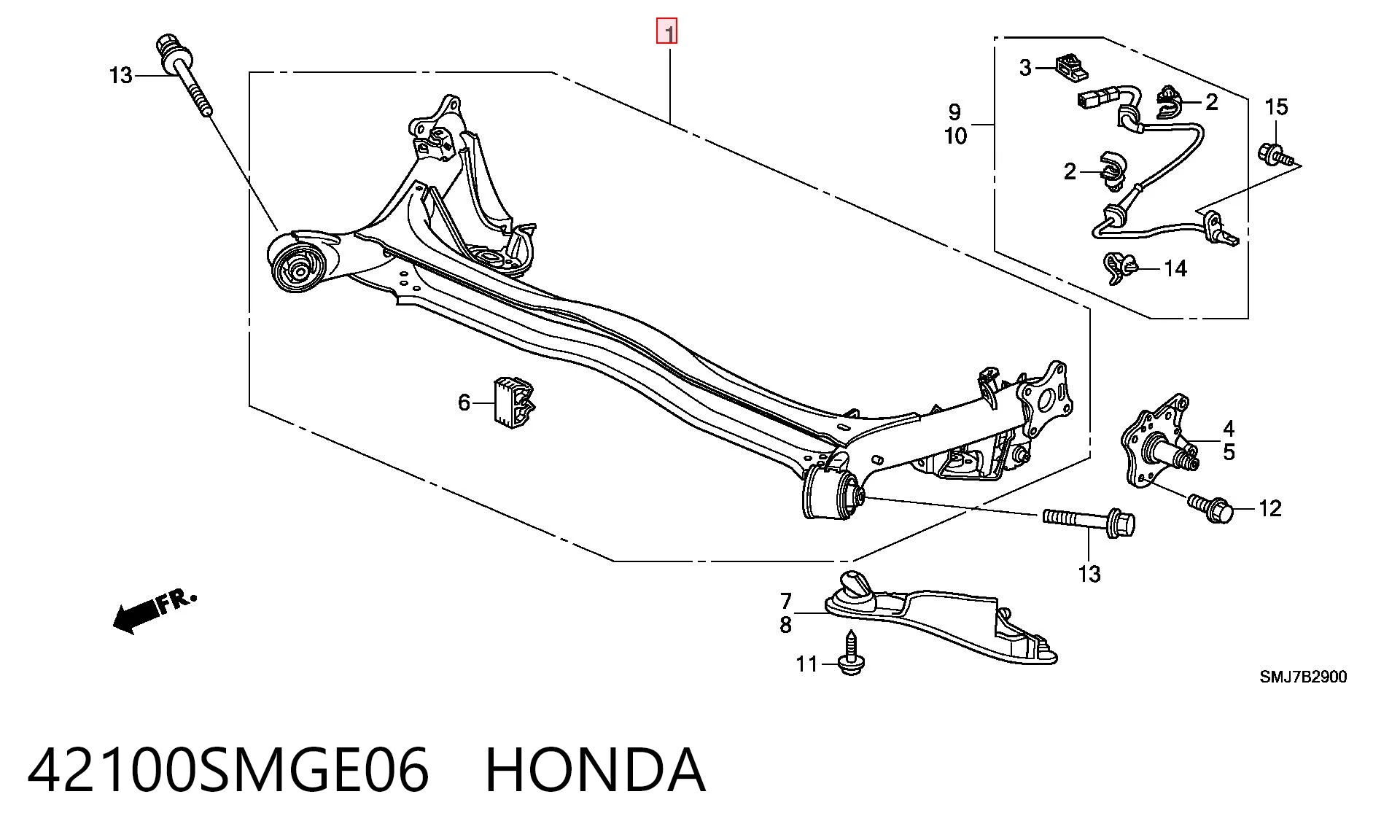 42100SMGE06 Honda Подрамник задней подвески