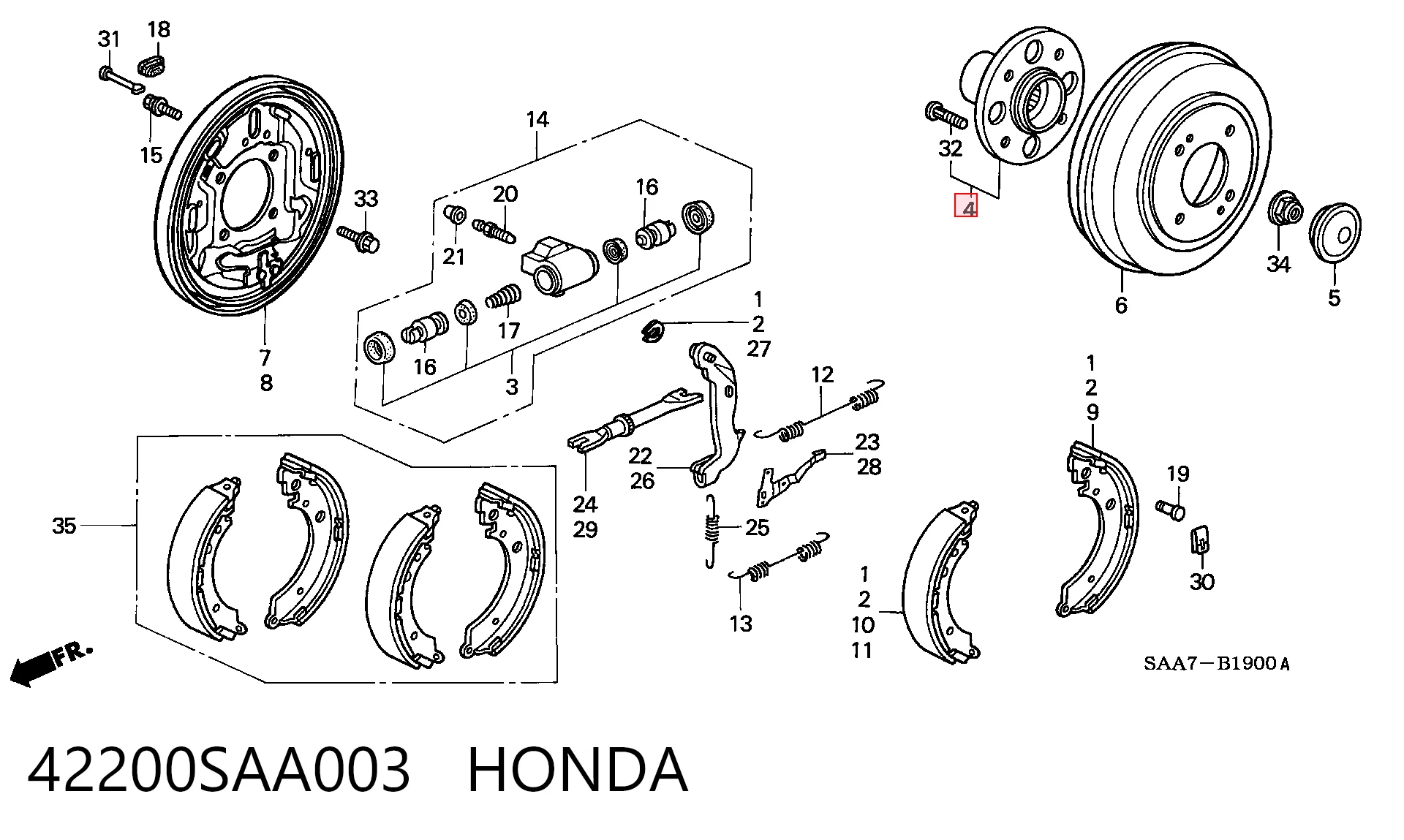 42200SAA003 Honda Ступица задняя