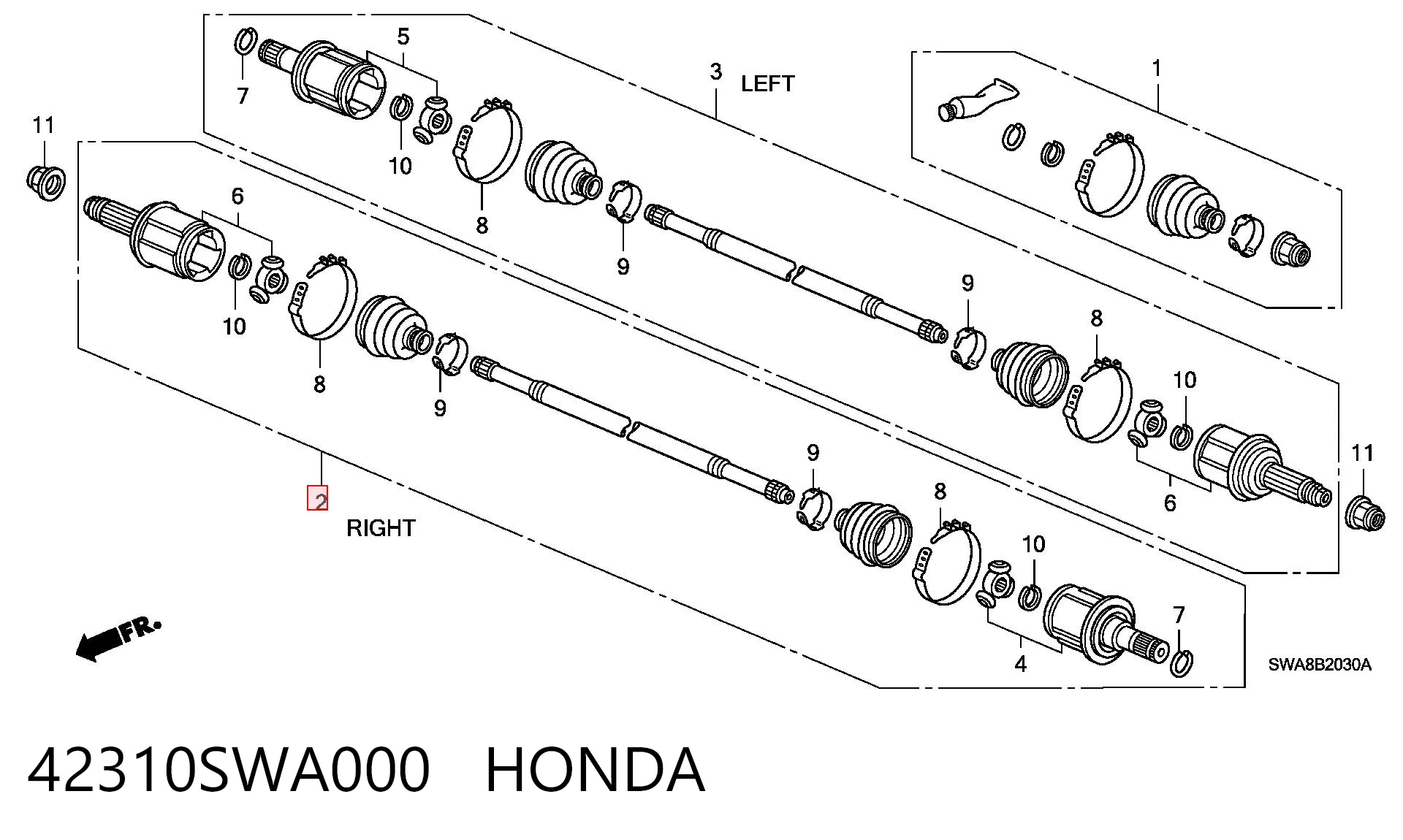 42310SWA000 Honda Полуось задняя правая