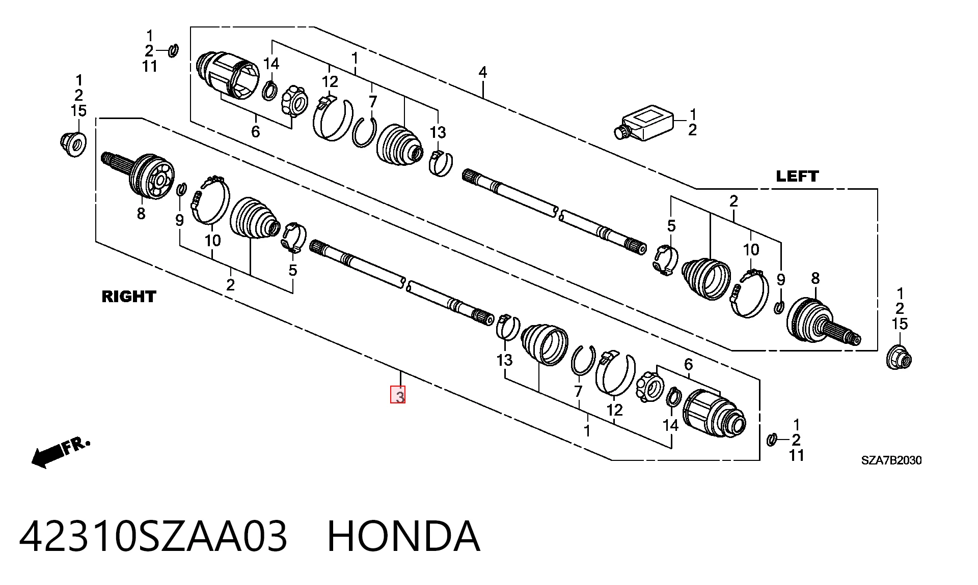 42310SZAA03 Honda Полуось задняя правая