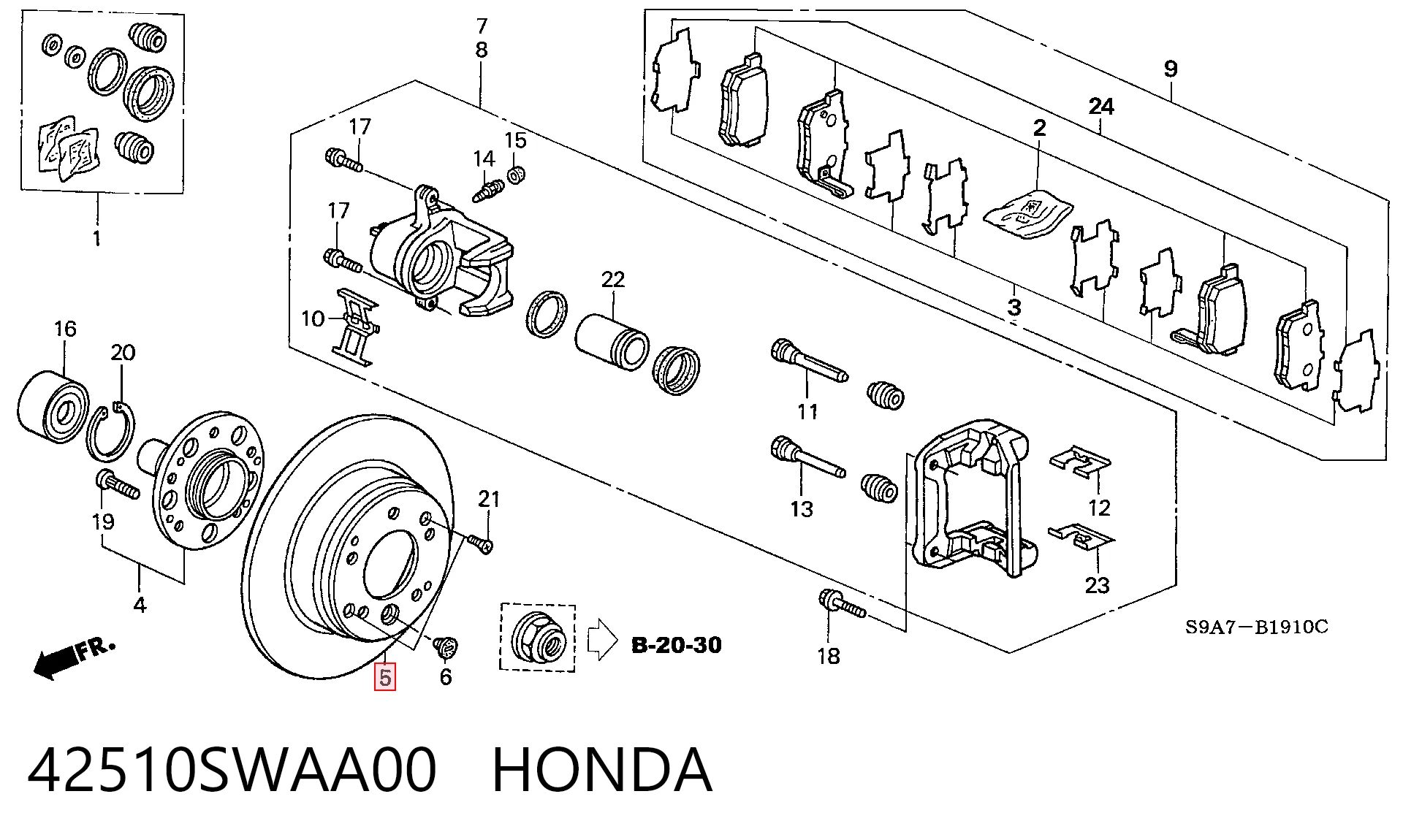 42510SWAA00 Honda Дисковый тормоз