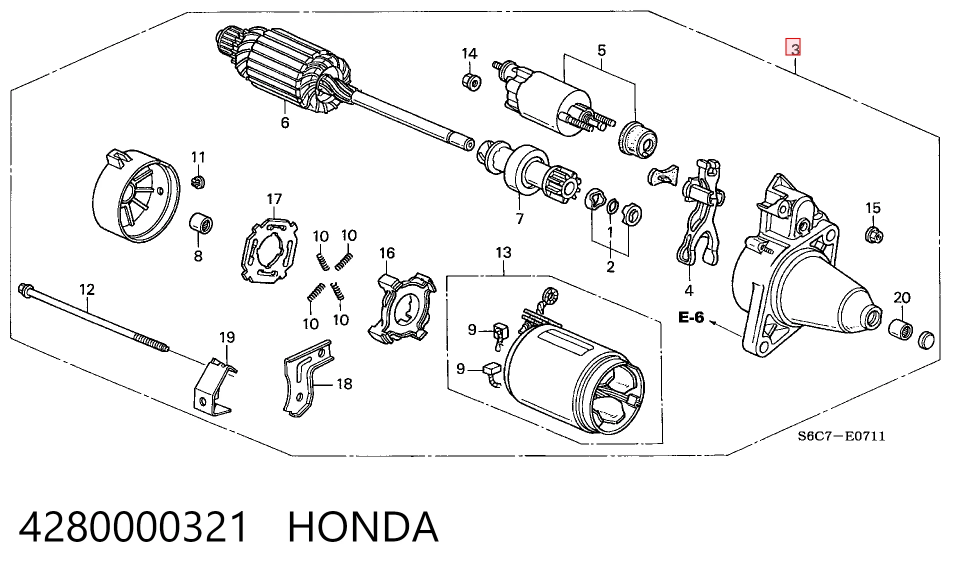 4280000321 Honda Стартер автомобиля