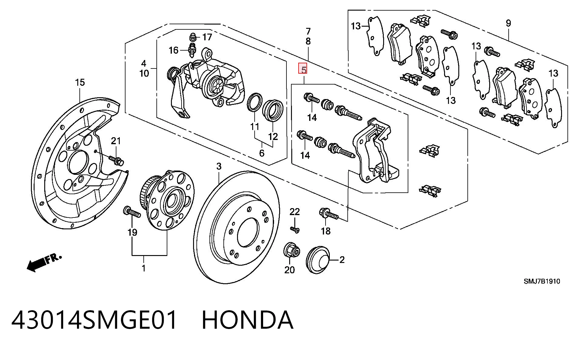 Скоба тормозного суппорта заднего Honda Civic VIII хэтчбек (FK, FN) (2005 - 2012) цена, от 29.16 USD
