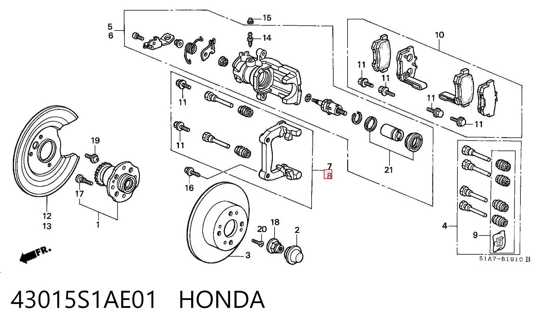  Скоба заднего суппорта Honda Accord 6