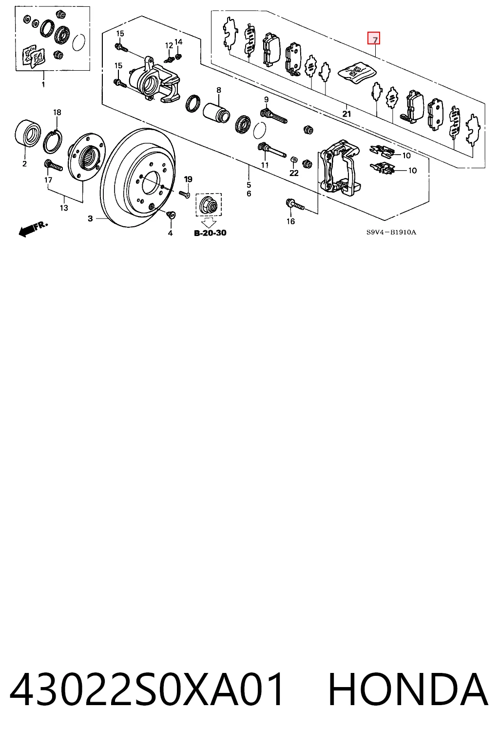 43022S0XA01 Honda Колодки тормозные дисковые комплект