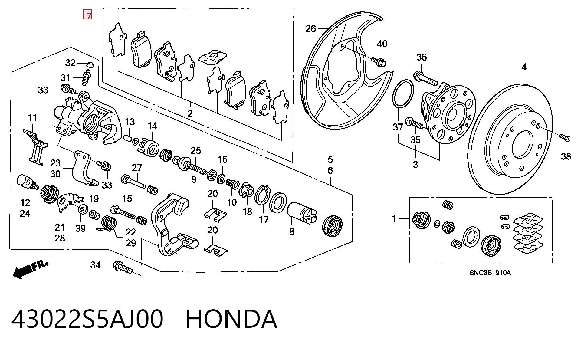 43022S5AJ00 Honda Колодки тормозные дисковые комплект