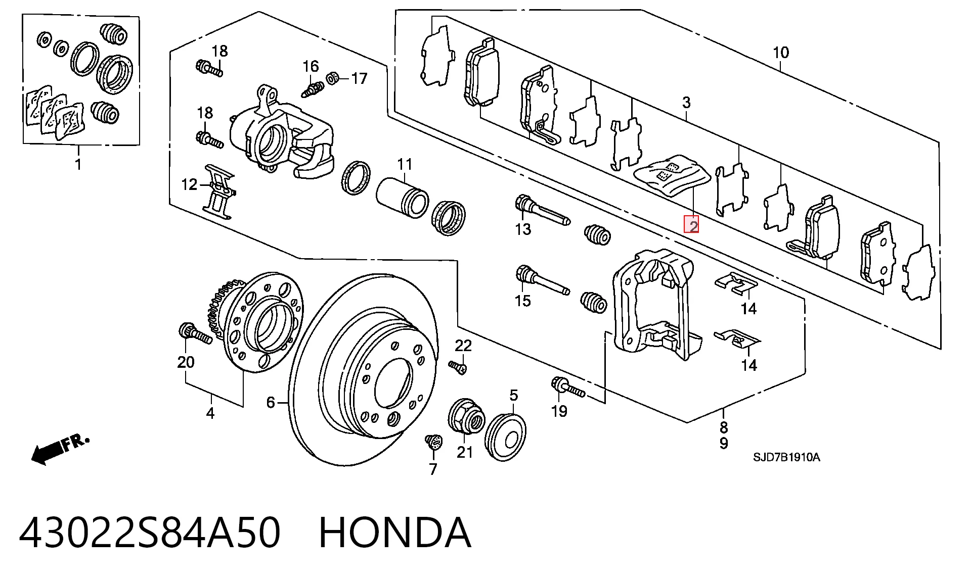 43022S84A50 Honda Колодки тормозные дисковые комплект