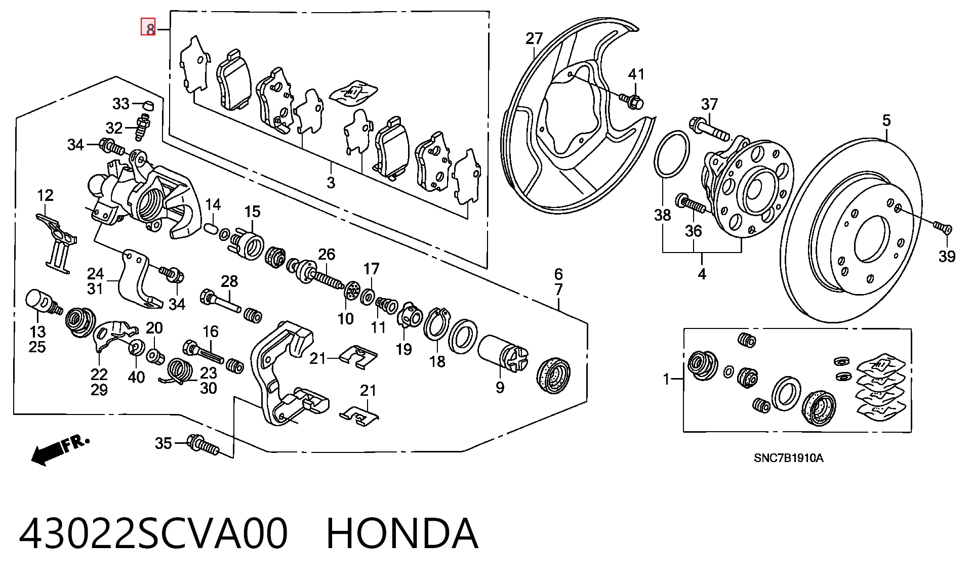 43022SCVA00 Honda Колодки тормозные дисковые комплект