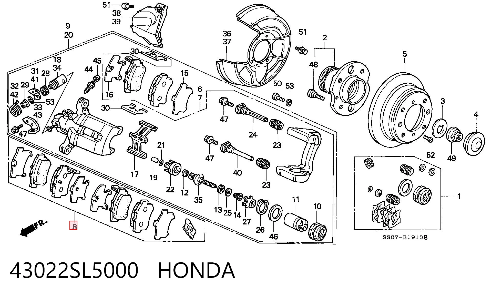 43022SL5000 Honda Колодки тормозные дисковые комплект