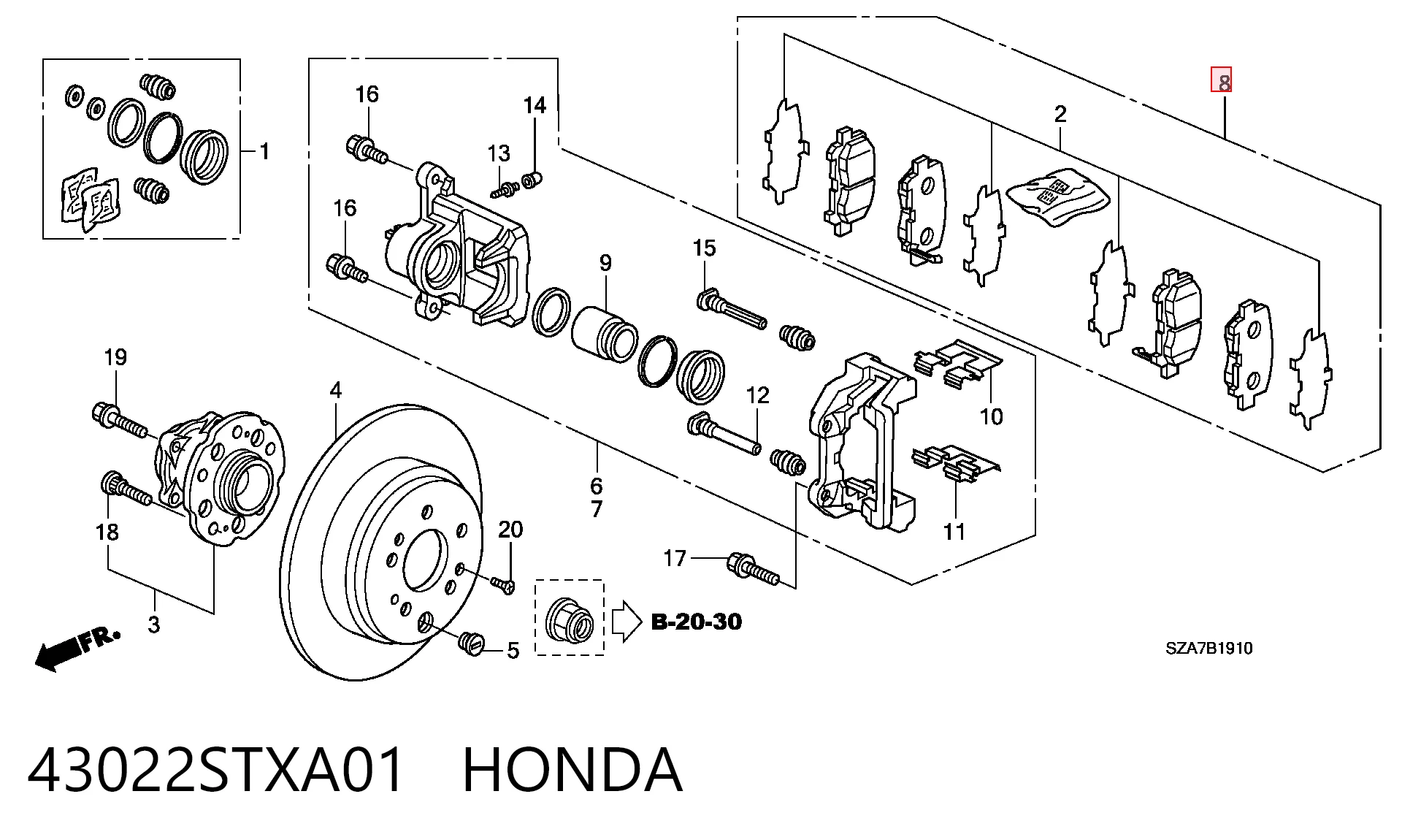 43022STXA01 Honda Колодки тормозные дисковые комплект