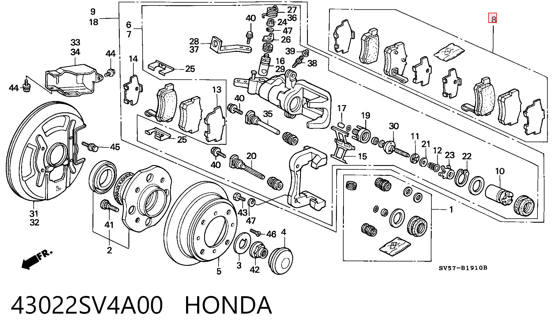 43022SV4A00 Honda Колодки тормозные дисковые комплект
