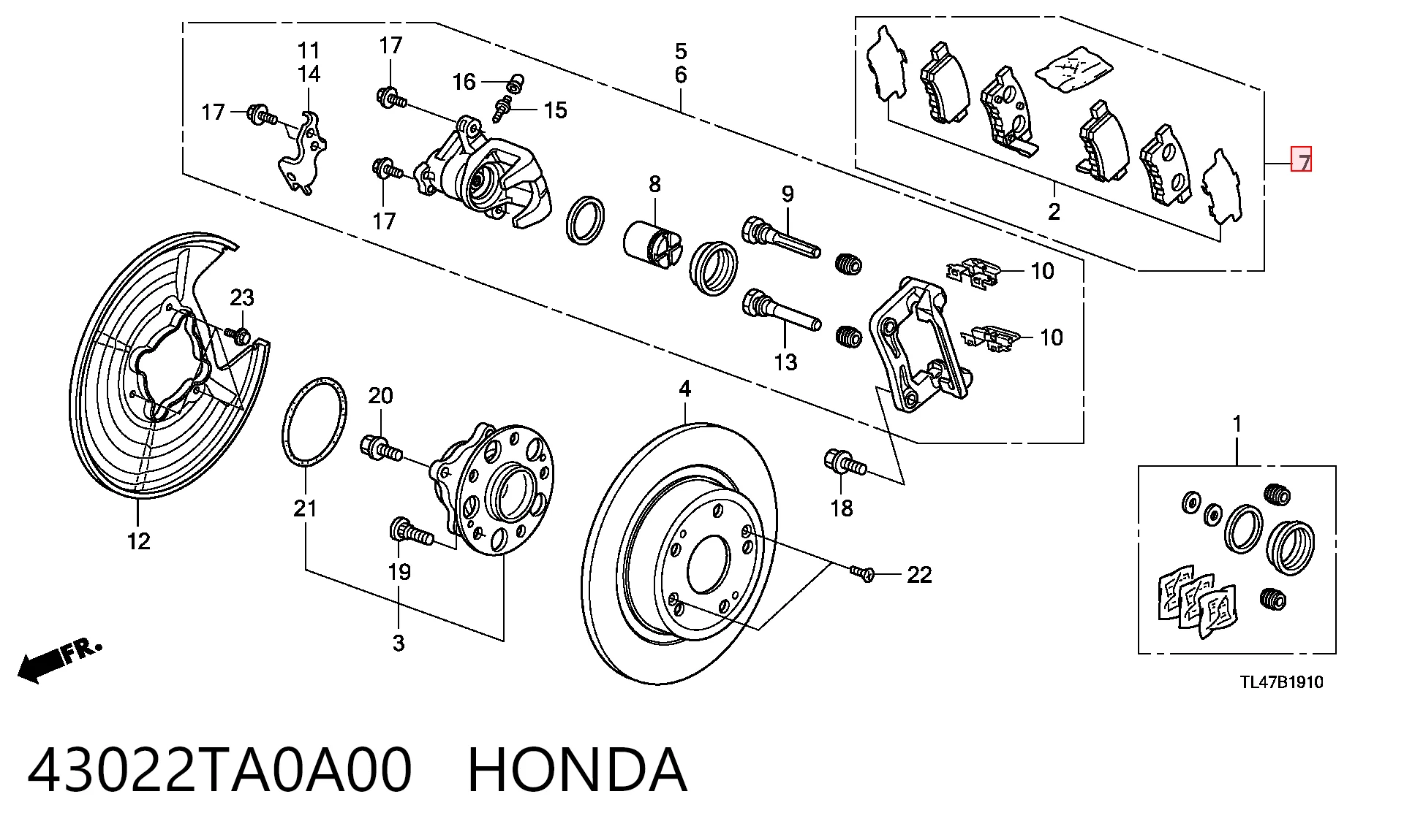43022TA0A00 Honda Колодки тормозные дисковые комплект