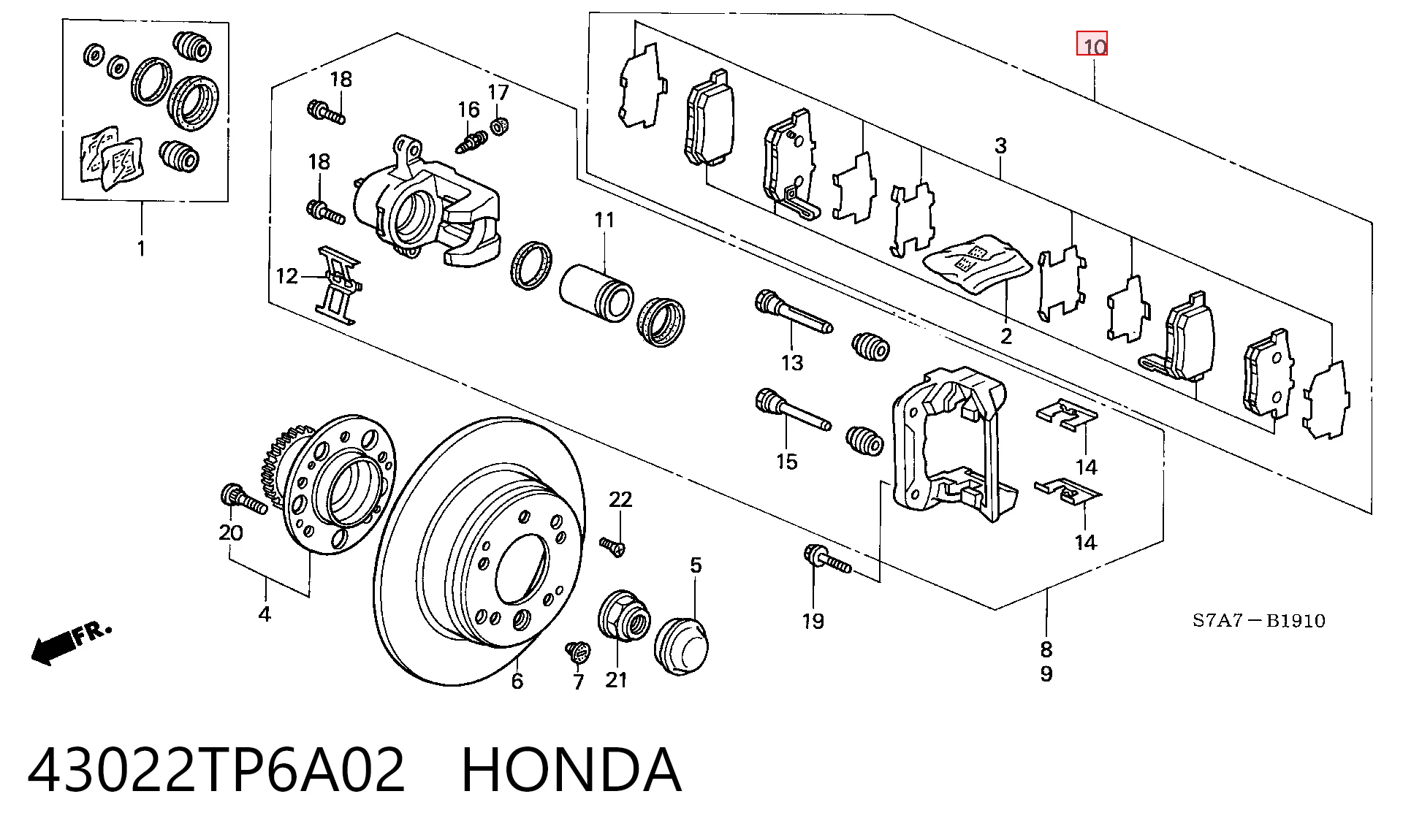 43022TP6A02 Honda Колодки тормозные дисковые комплект