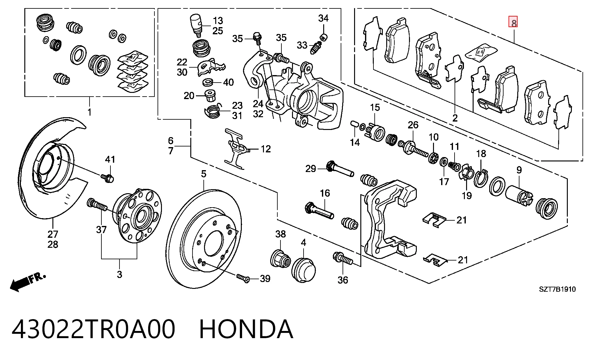 43022TR0A00 Honda Колодки тормозные дисковые комплект