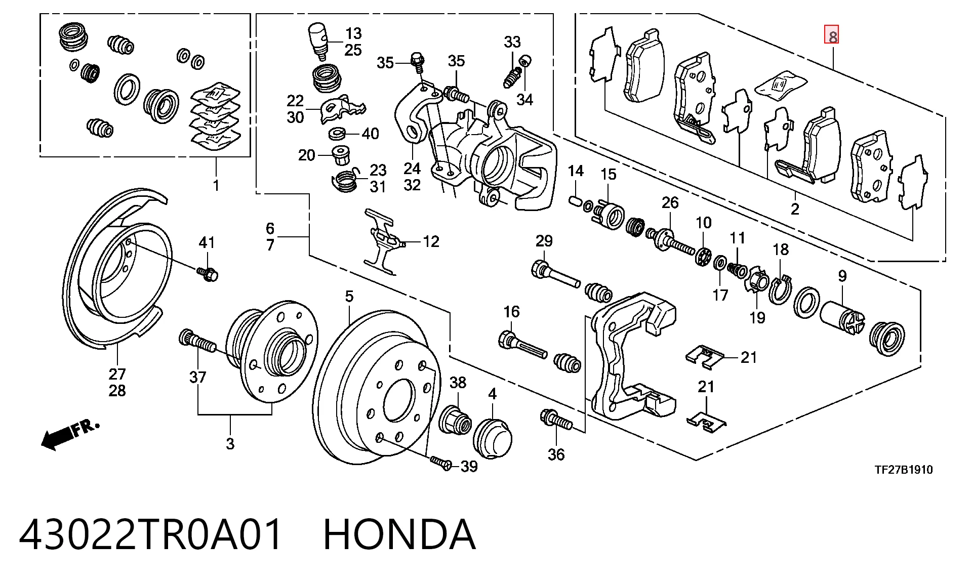 43022TR0A01 Honda Колодки тормозные дисковые комплект