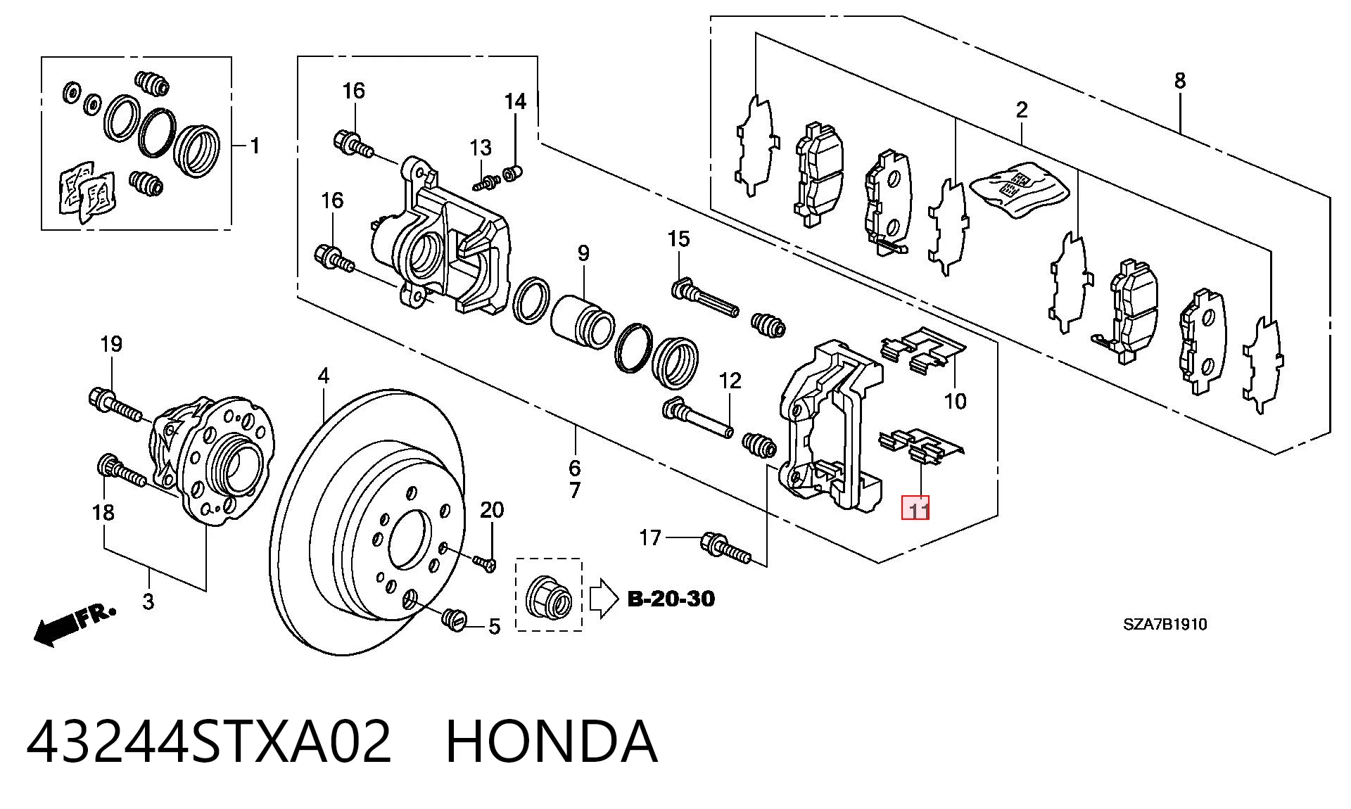 Комплект пружинок крепления дисковых колодок задних Honda 43244STXA02 цена, от 14.29 USD