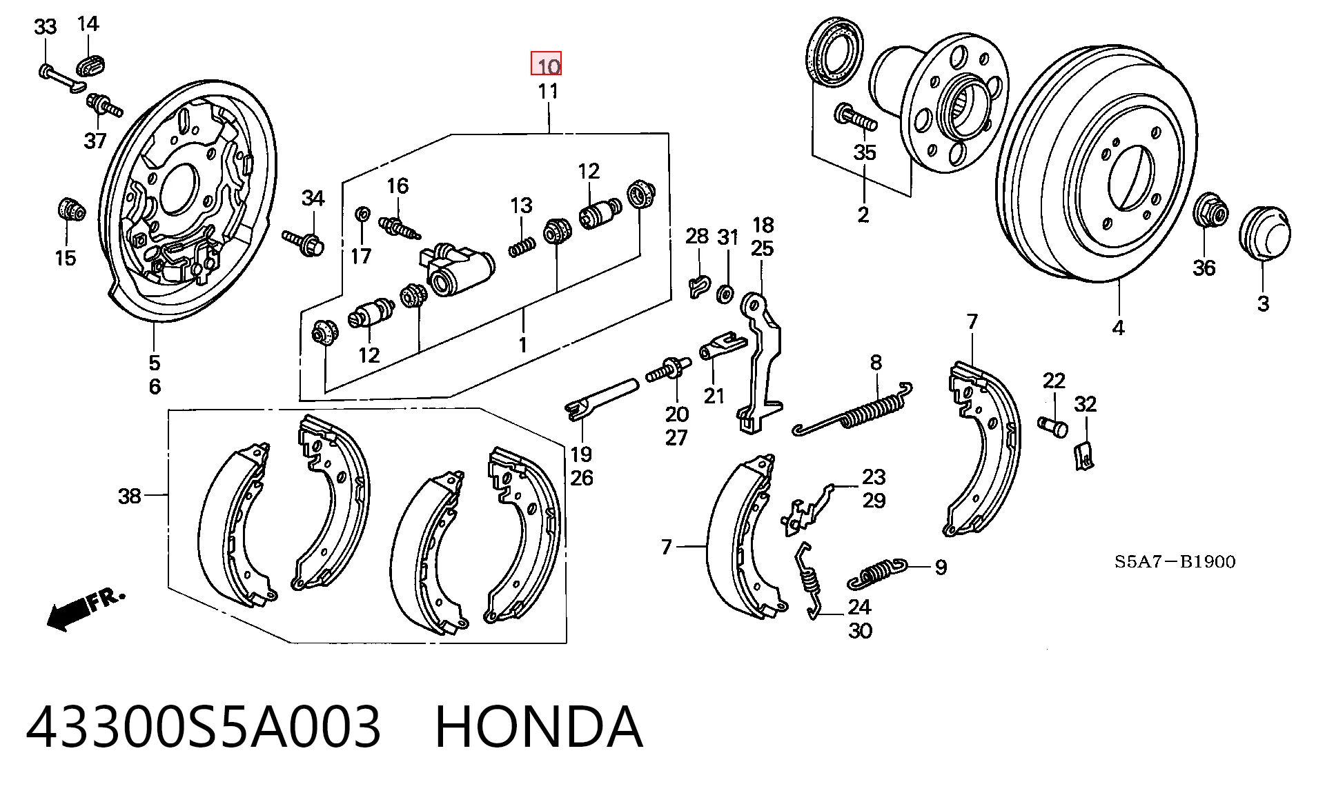 43300S5A003 Honda Цилиндр тормозной колесный, задний