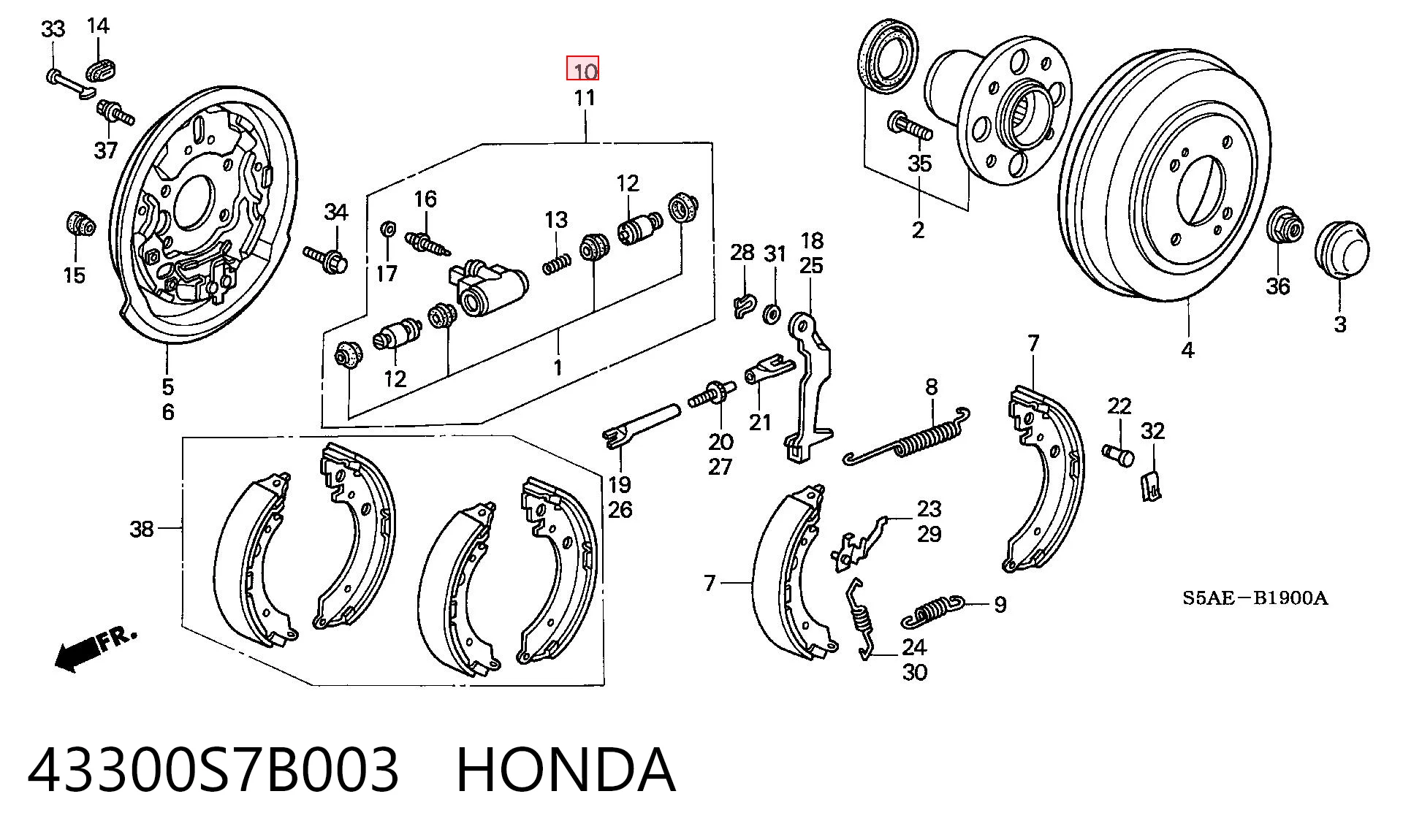43300S7B003 Honda Цилиндр тормозной колесный, задний