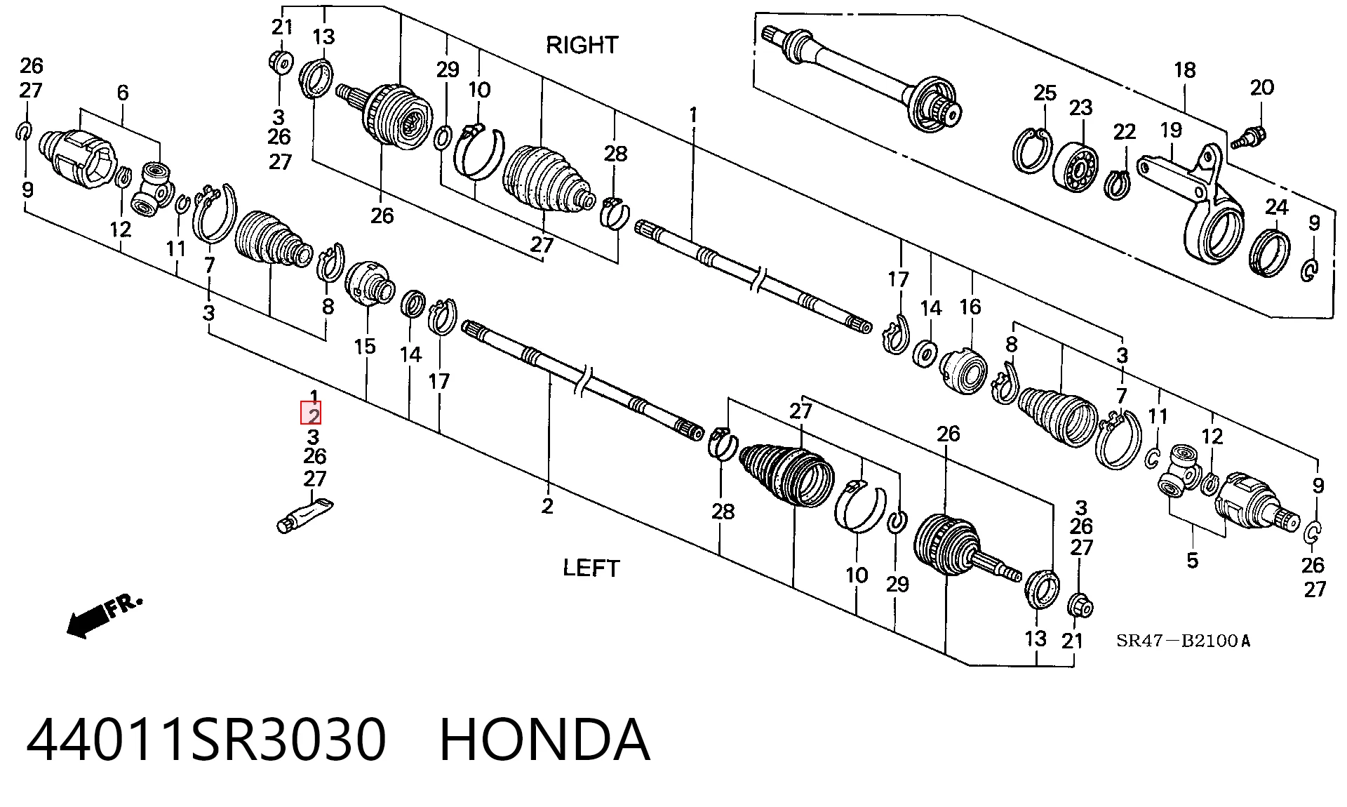 Привод передний левый Honda Civic V седан (EG, EH) (1991 - 1996) цена, от 79.69 USD