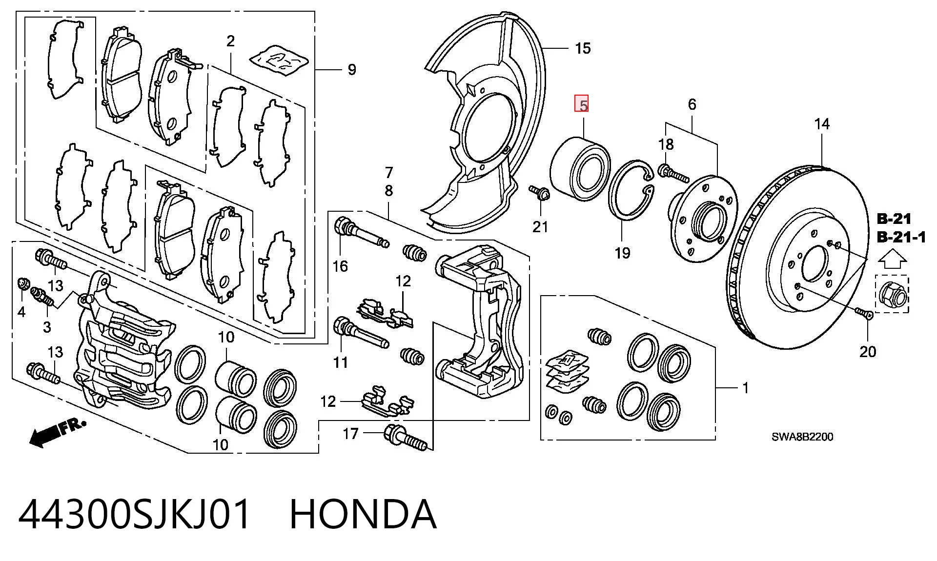 44300SJKJ01 Honda Подшипник ступицы задней