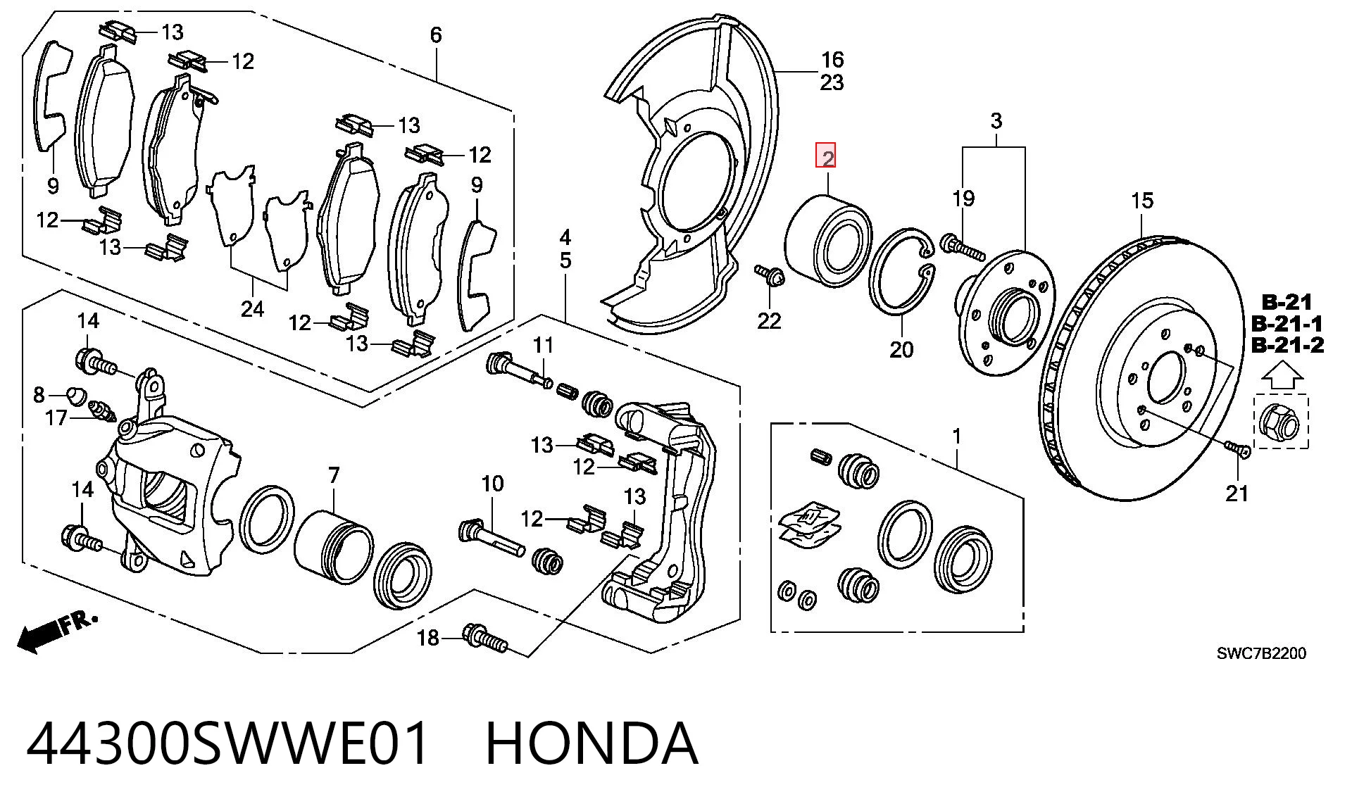 44300SWWE01 Honda Подшипник ступицы задней