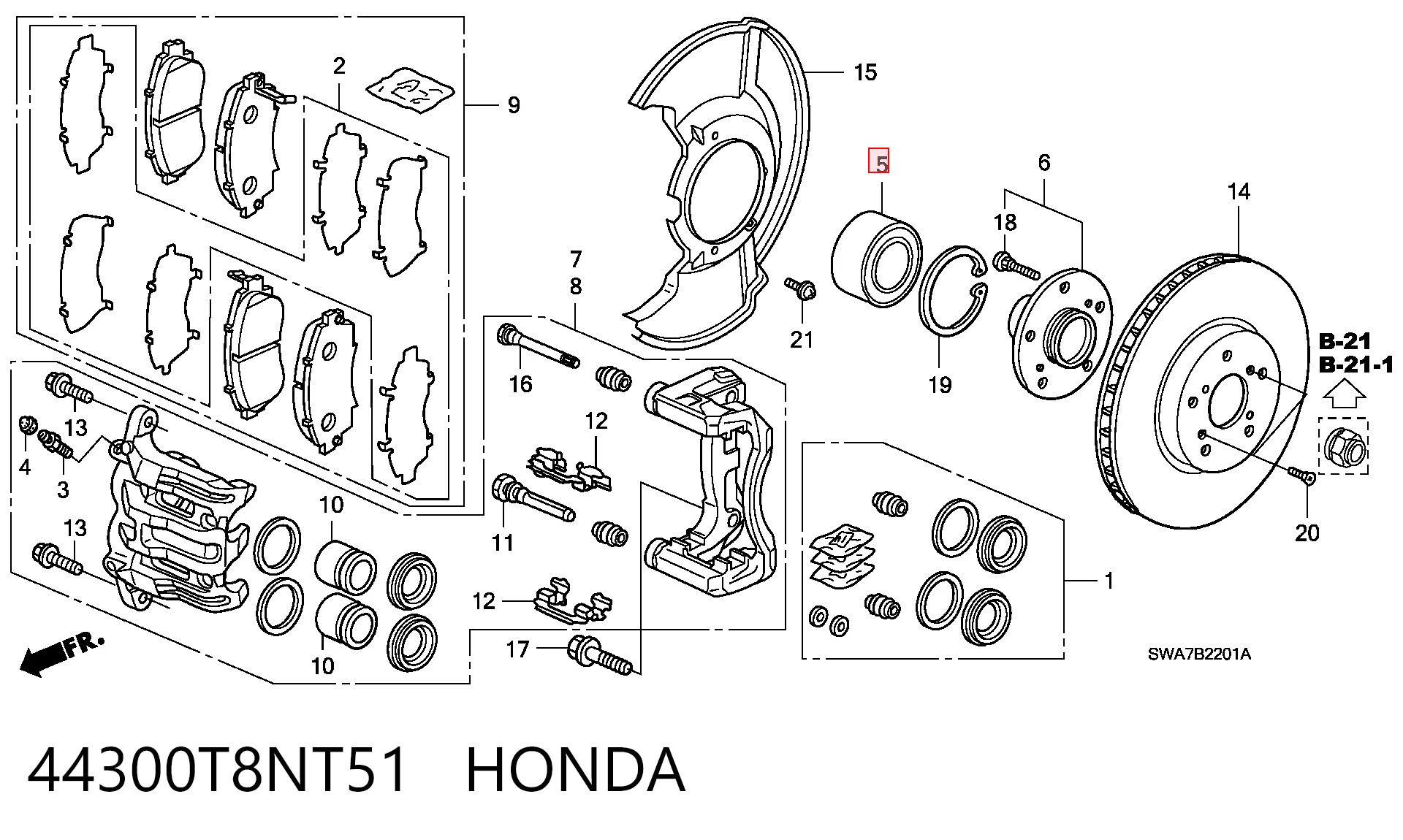 44300T8NT51 Honda Подшипник ступицы задней