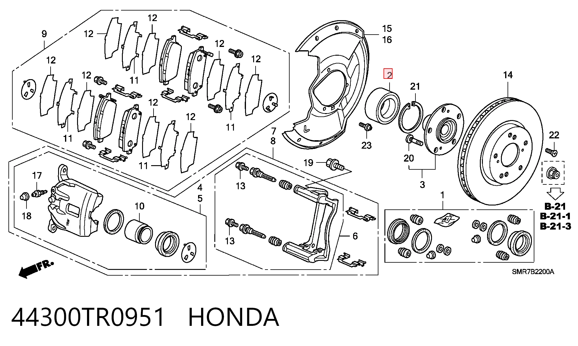 44300TR0951 Honda Подшипник ступицы передней