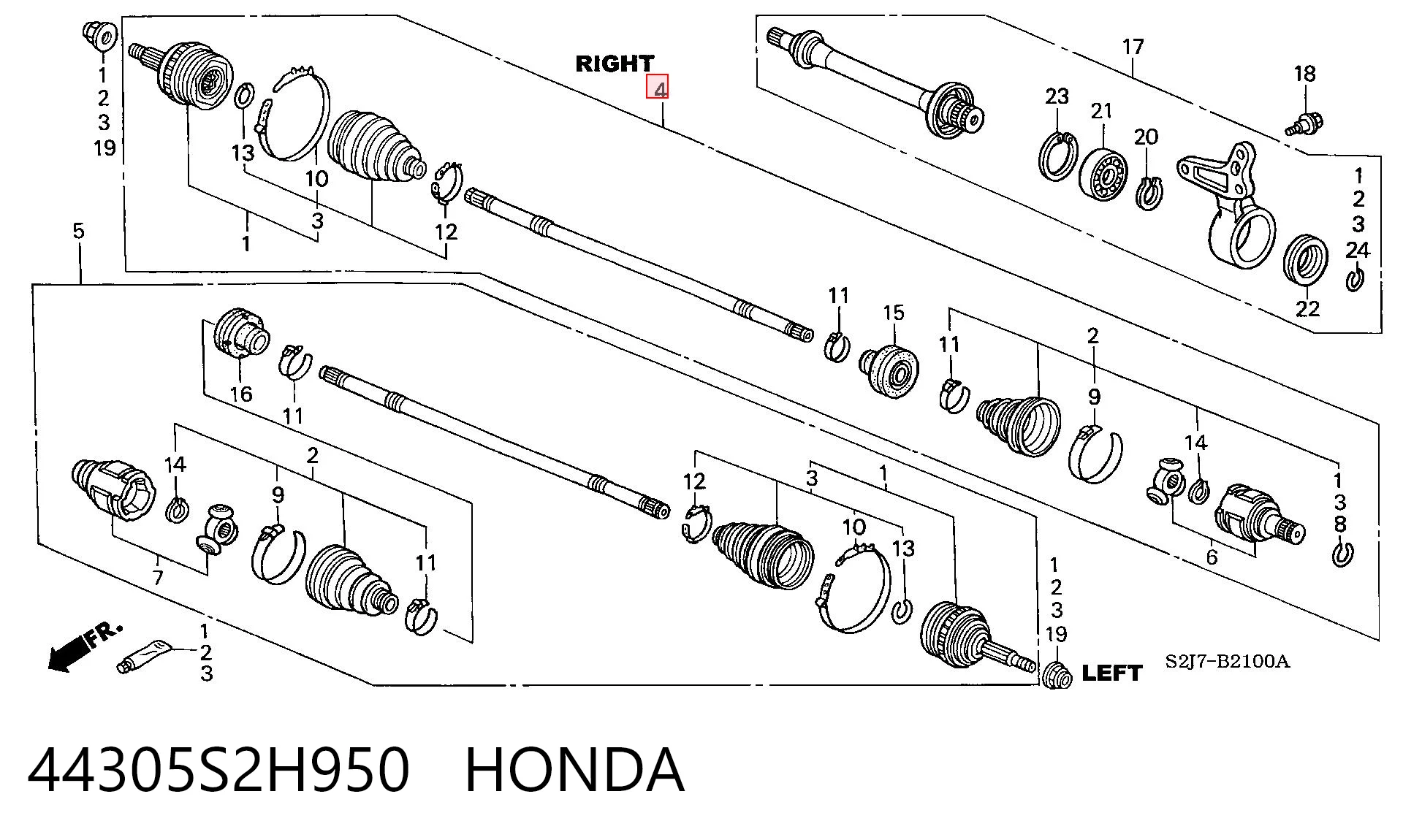 Полуось передняя, правая на Honda HR-V  GH