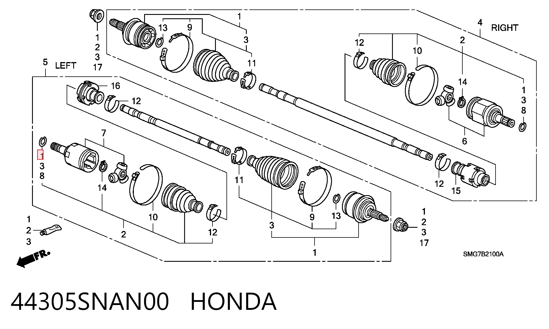 44305SNAN00 Honda Наружная граната