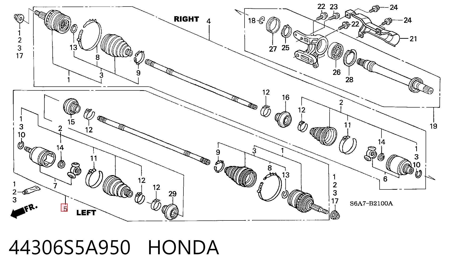 Левая полуось DS2500LA BGA