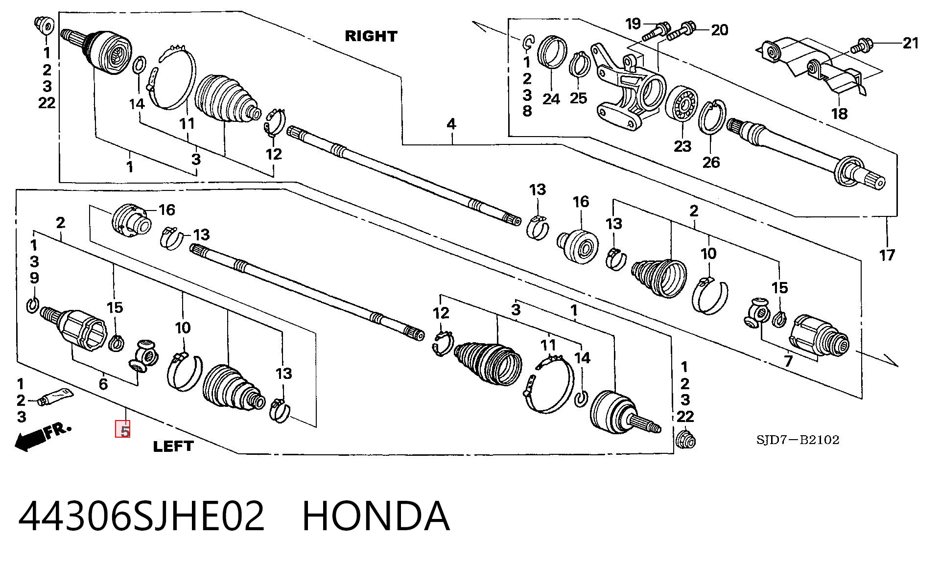  Левая полуось Honda CR-V 2