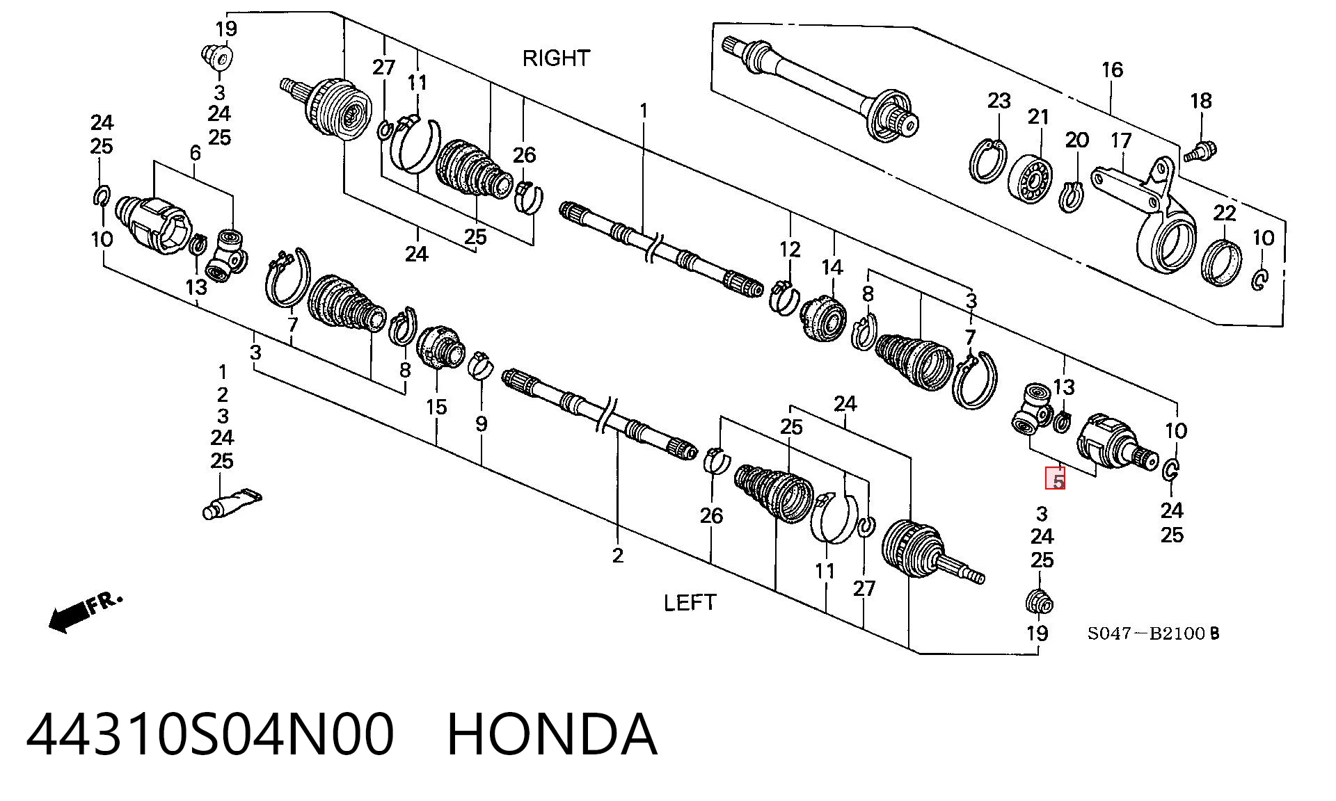 Шарнир привода внутренний Honda HR-V внедорожник (GH) (1999 - 2005) цена, от 37.56 USD