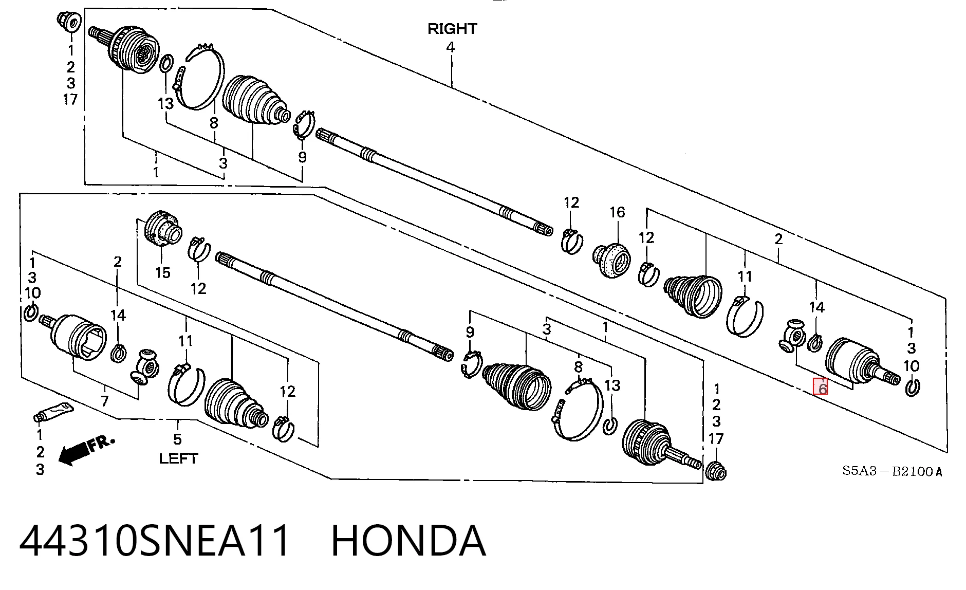 44310SNEA11 Honda Граната внутренняя передняя правая