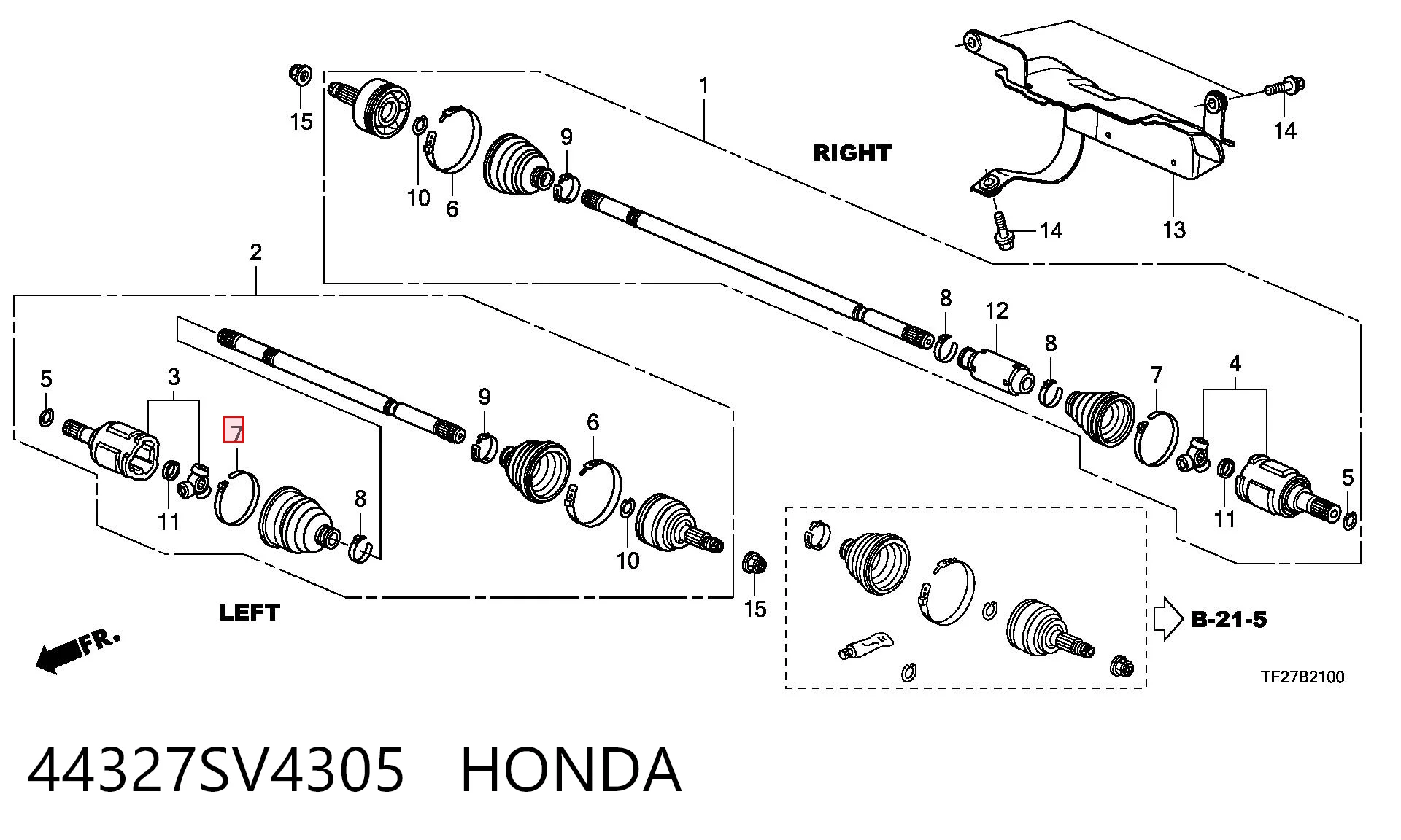44327SV4305 Honda Хомут пыльника ШРУСа, универсальный