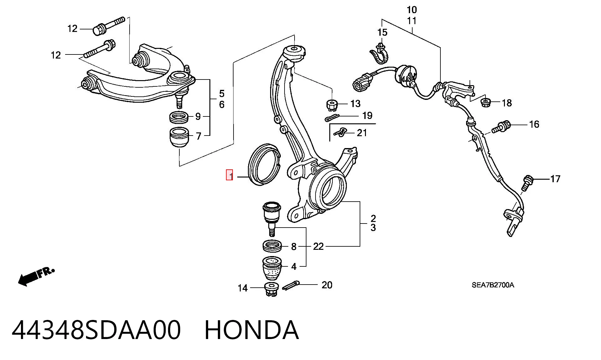 44348SDAA00 Honda Втулка переднего поворотного кулака (цапфы)