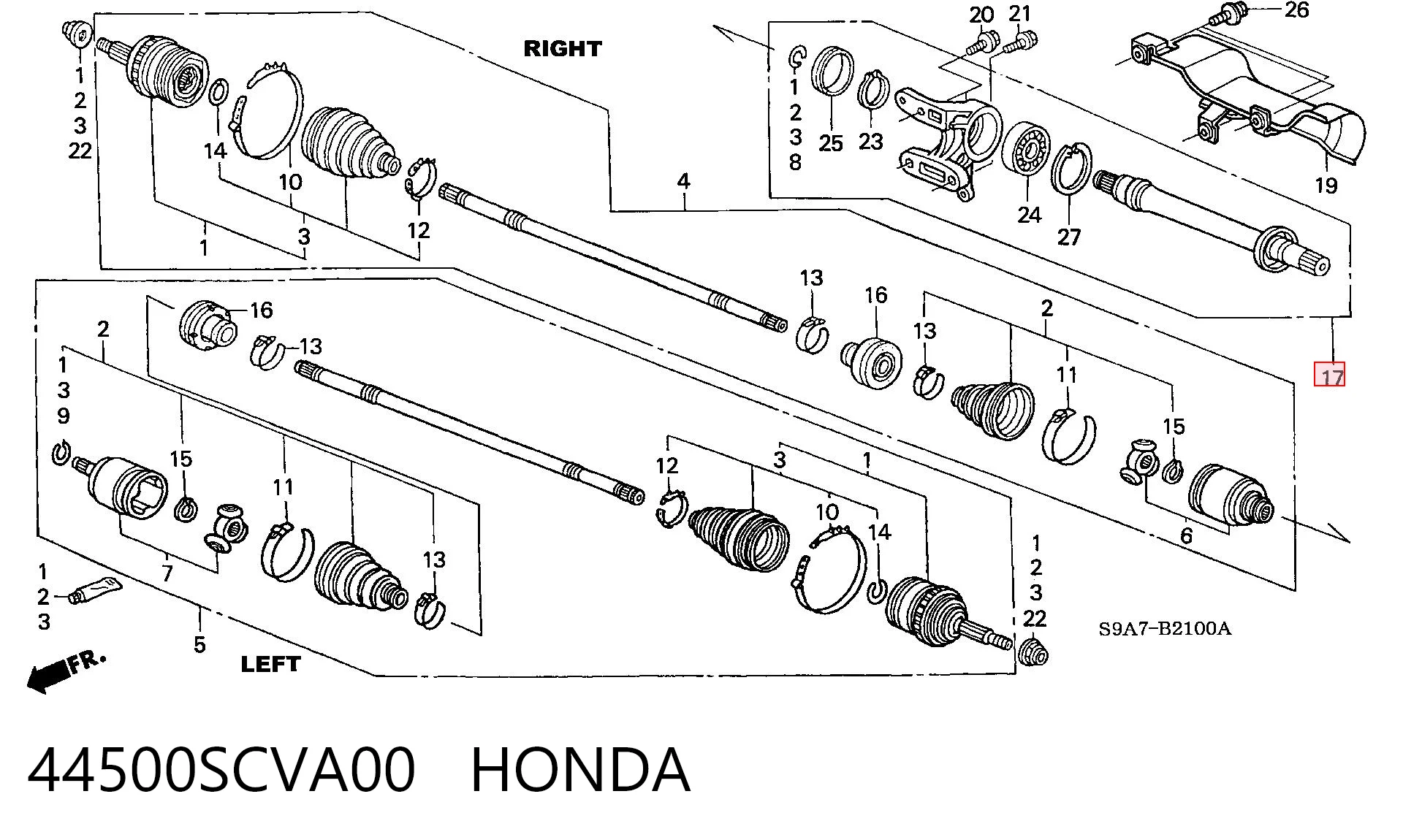 44500SCVA00 Honda Приводной вал промежуточный