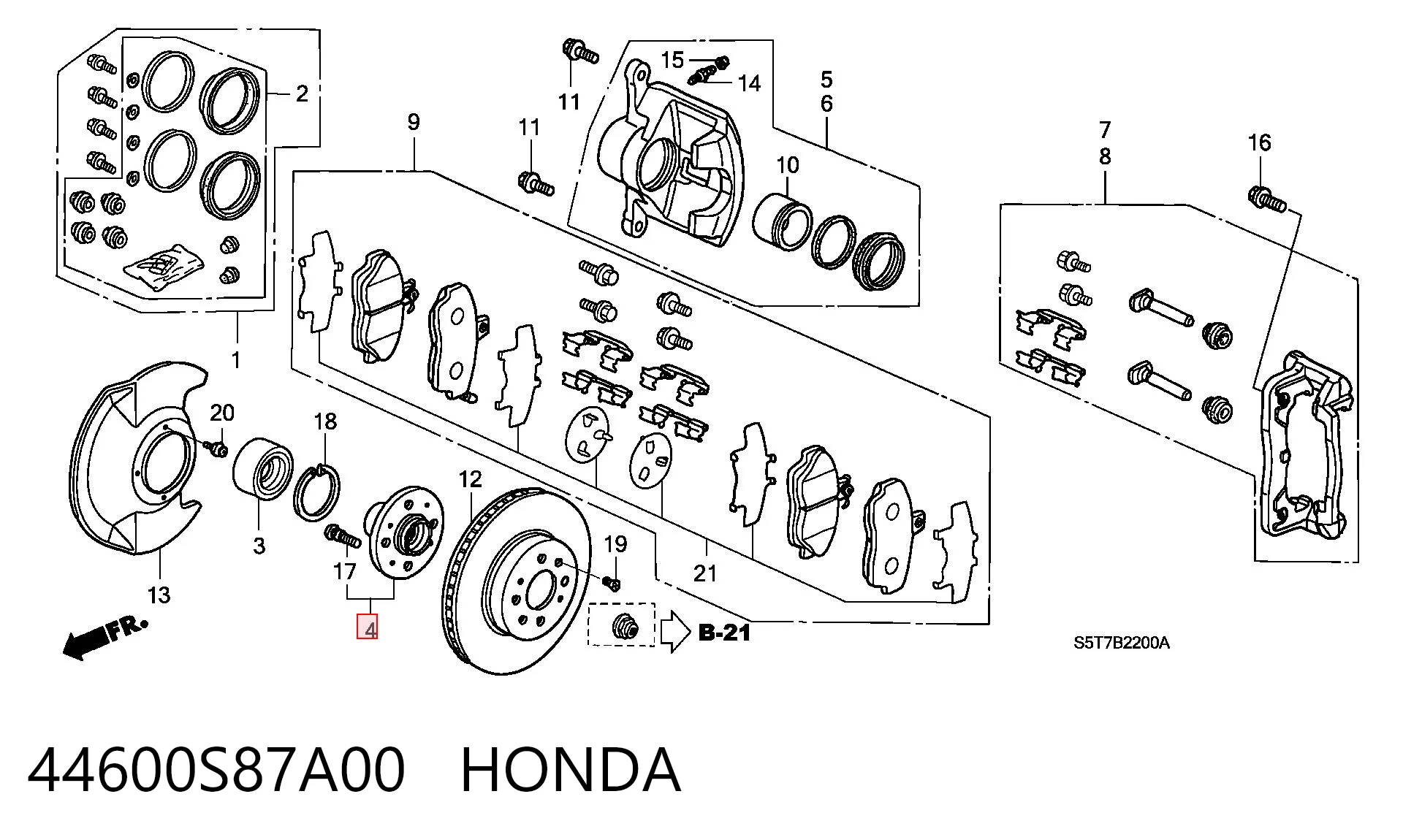 44600S87A00 Honda Ступица колеса передняя