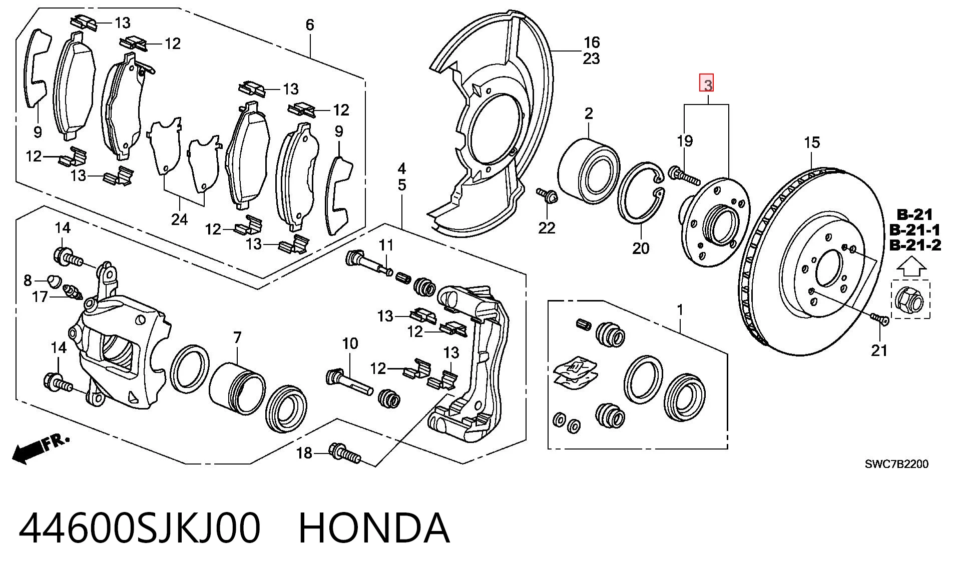 44600SJKJ00 Honda Ступица колеса передняя