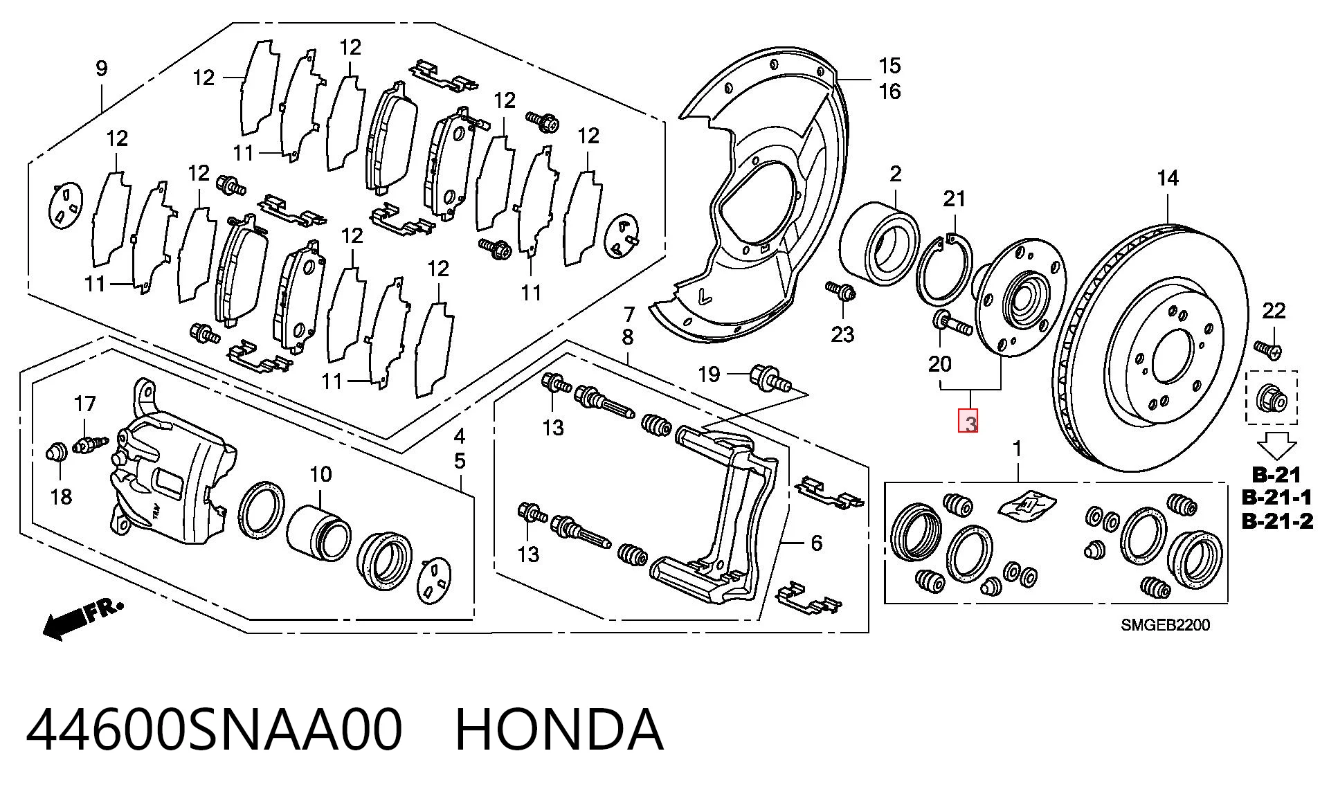 44600SNAA00 Honda Ступица колеса передняя