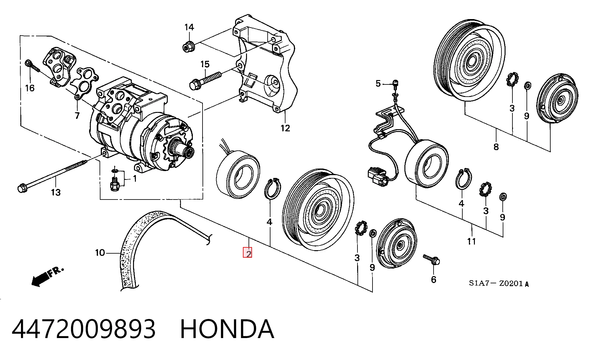Компрессор системы кондиционирования Honda Accord VI седан (CG) (1998 - 2003) цена, от 66.61 USD