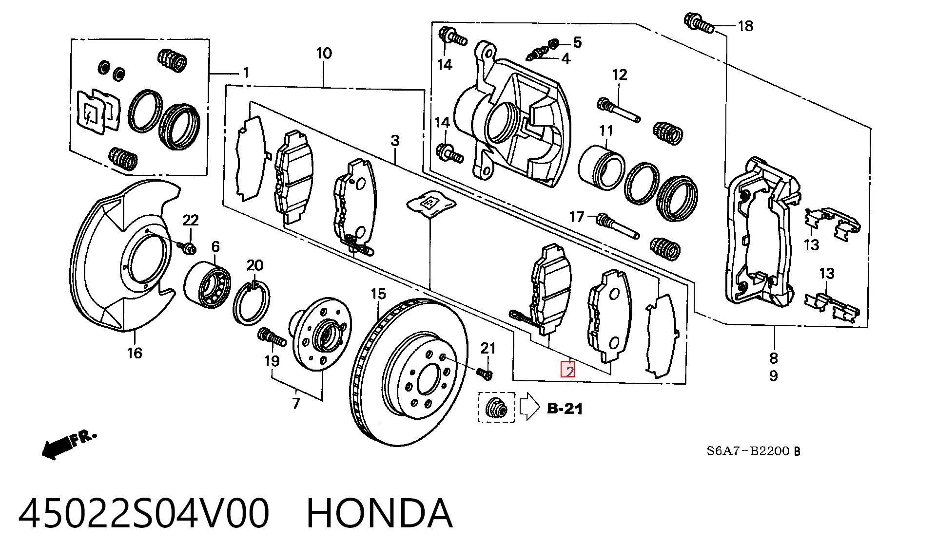 45022S04V00 Honda Колодки передние