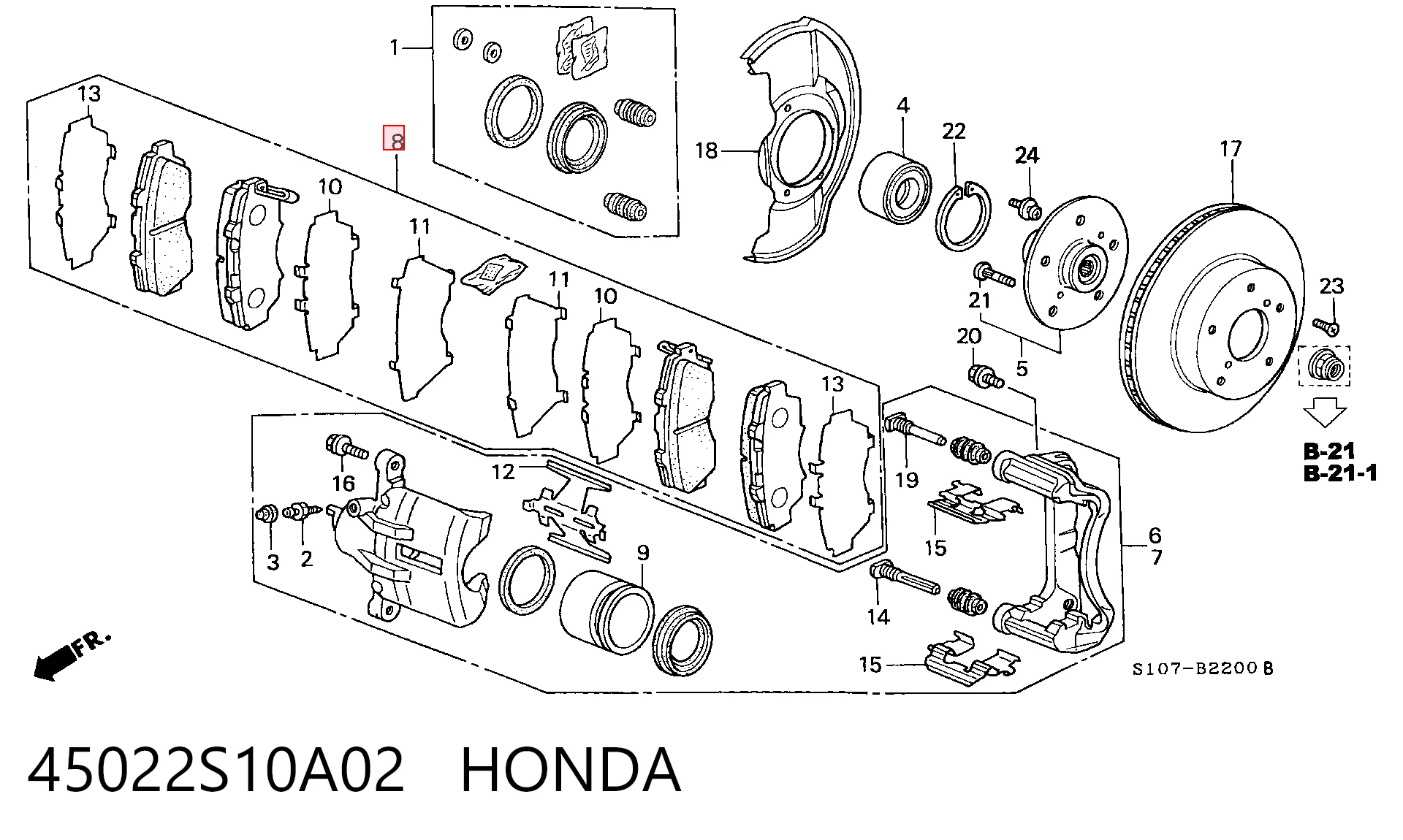 45022S10A02 Honda Колодки передние