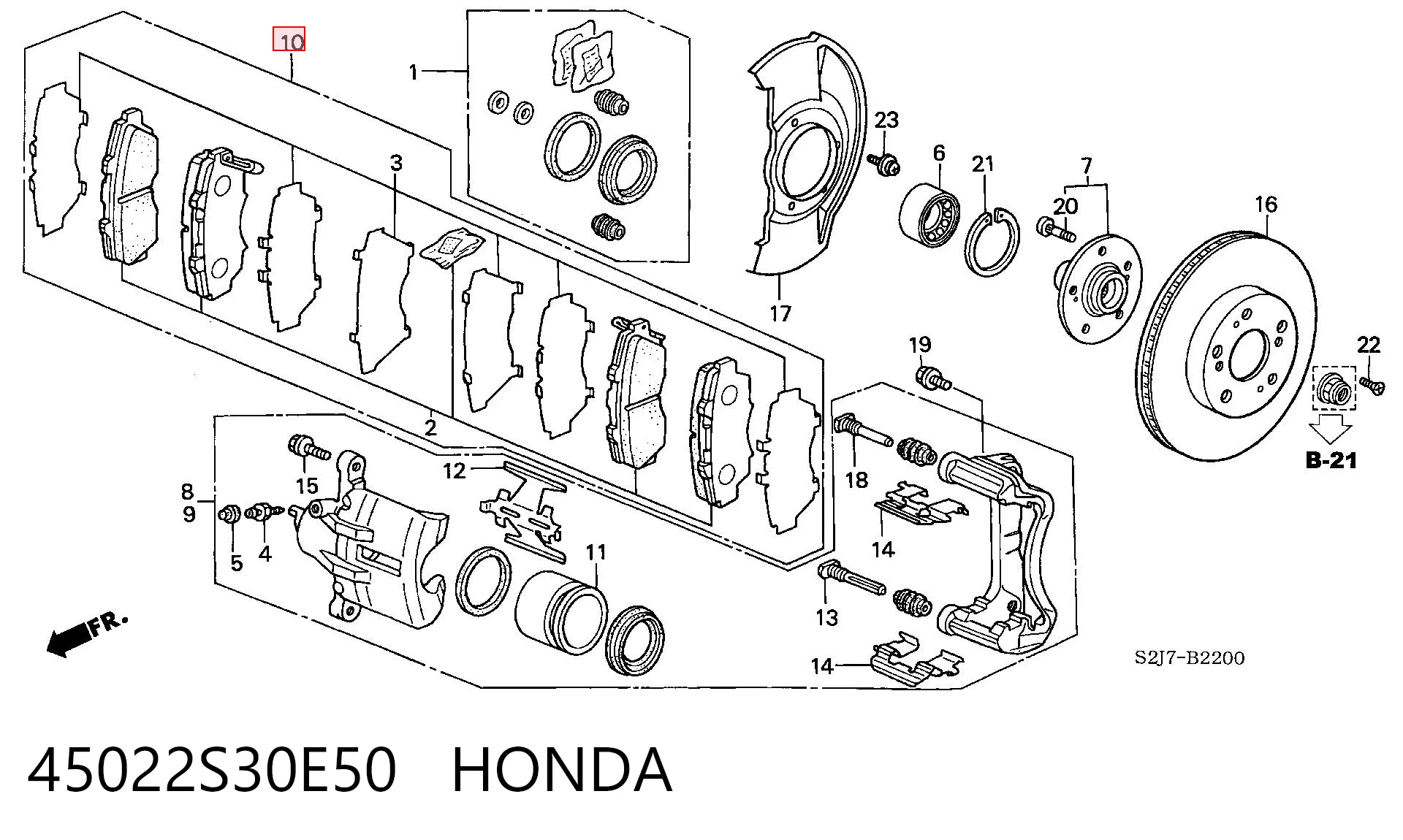 45022S30E50 Honda Колодки передние