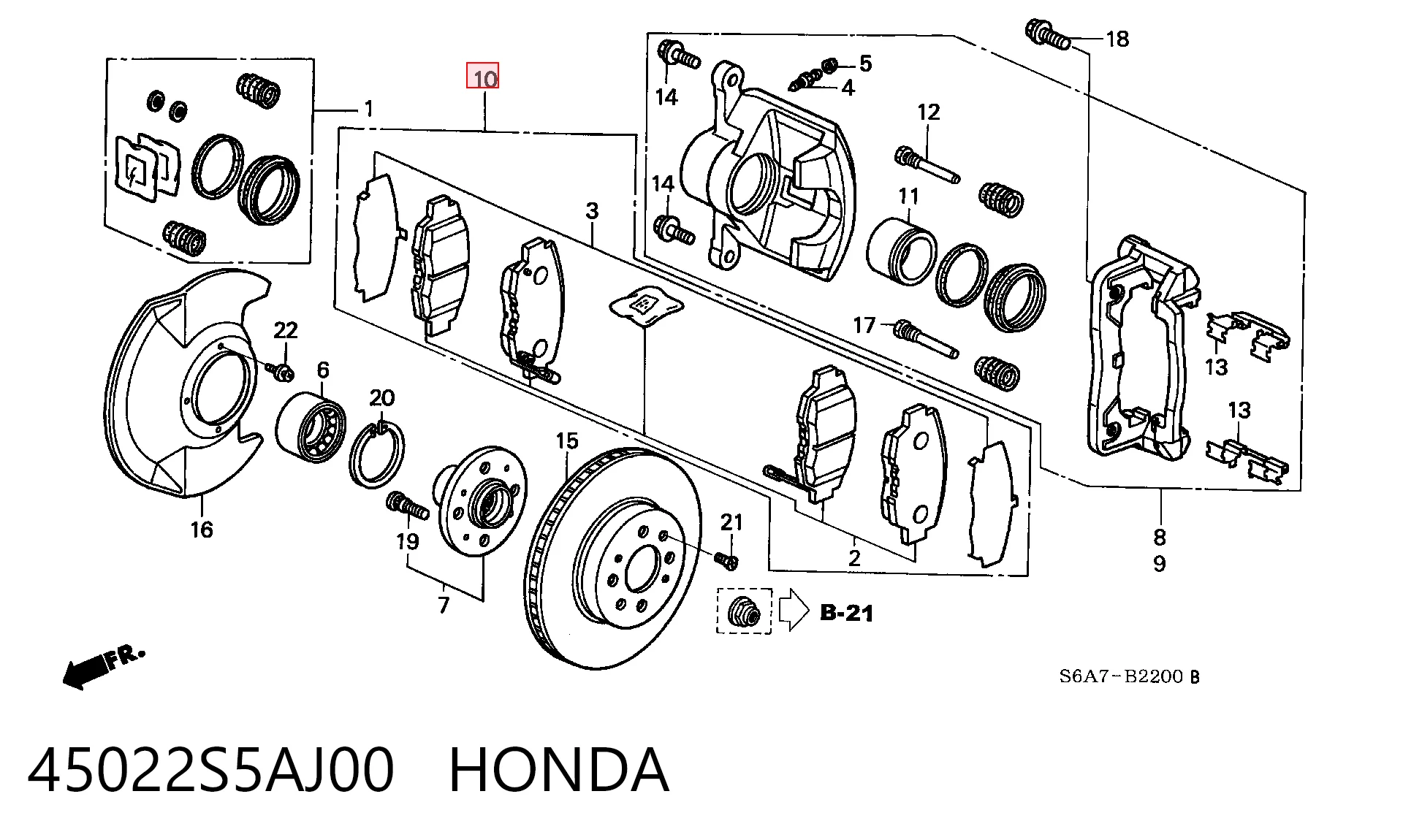 45022S5AJ00 Honda Колодки передние