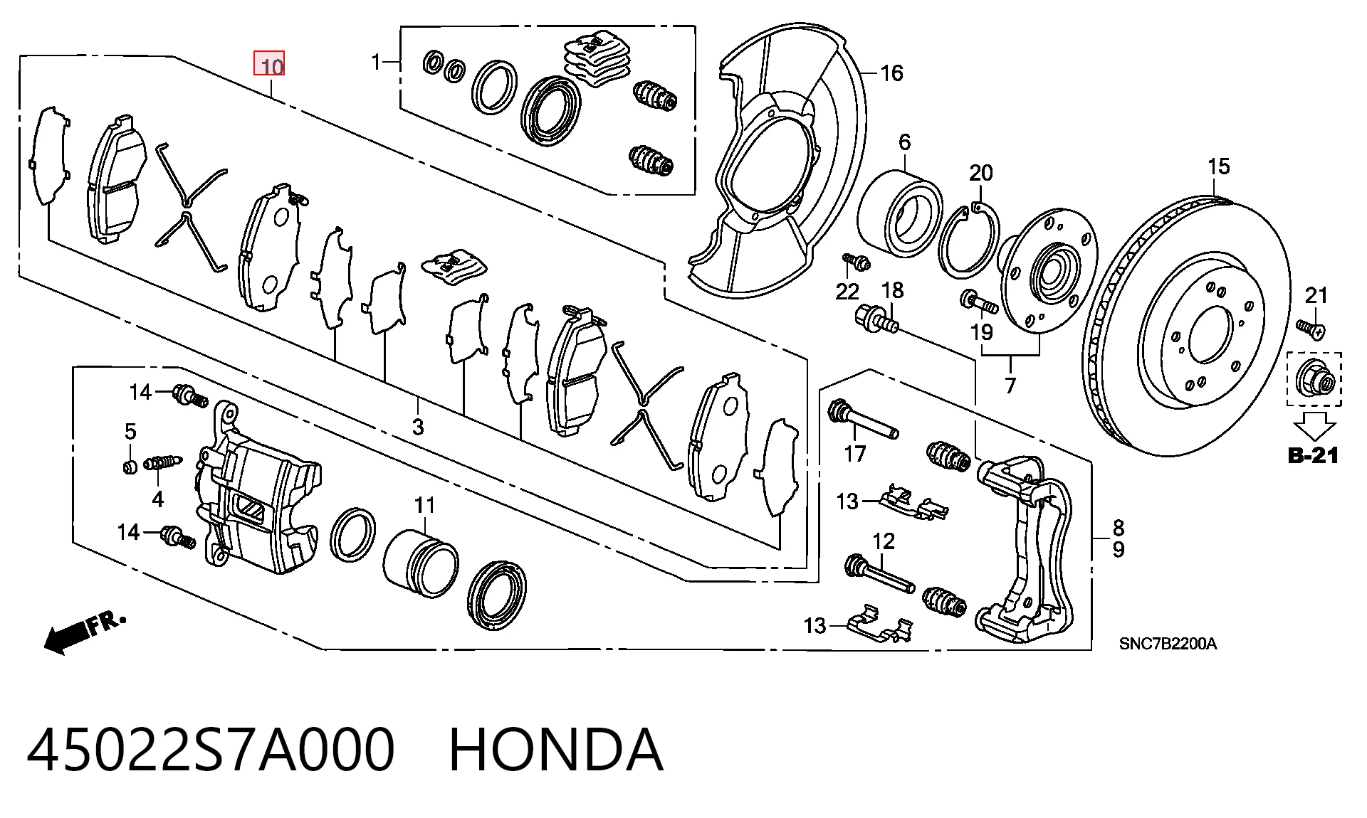 45022S7A000 Honda Колодки передние