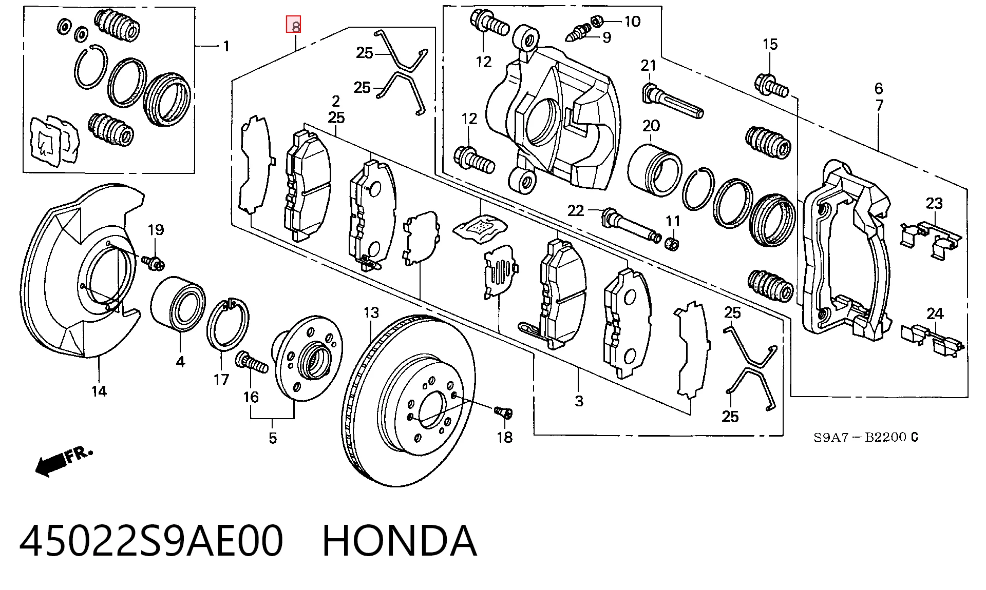 45022S9AE00 Honda Колодки передние