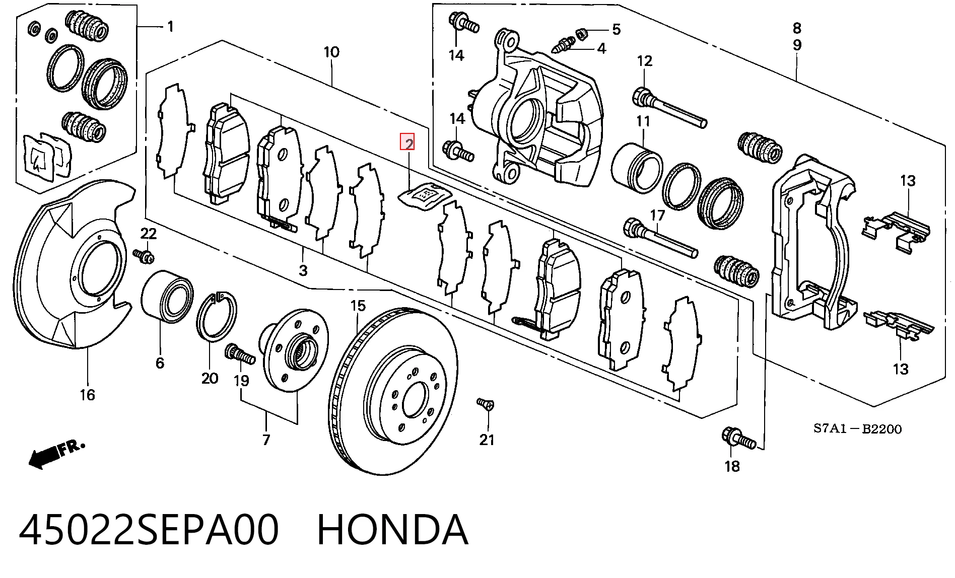 45022SEPA00 Honda Колодки передние