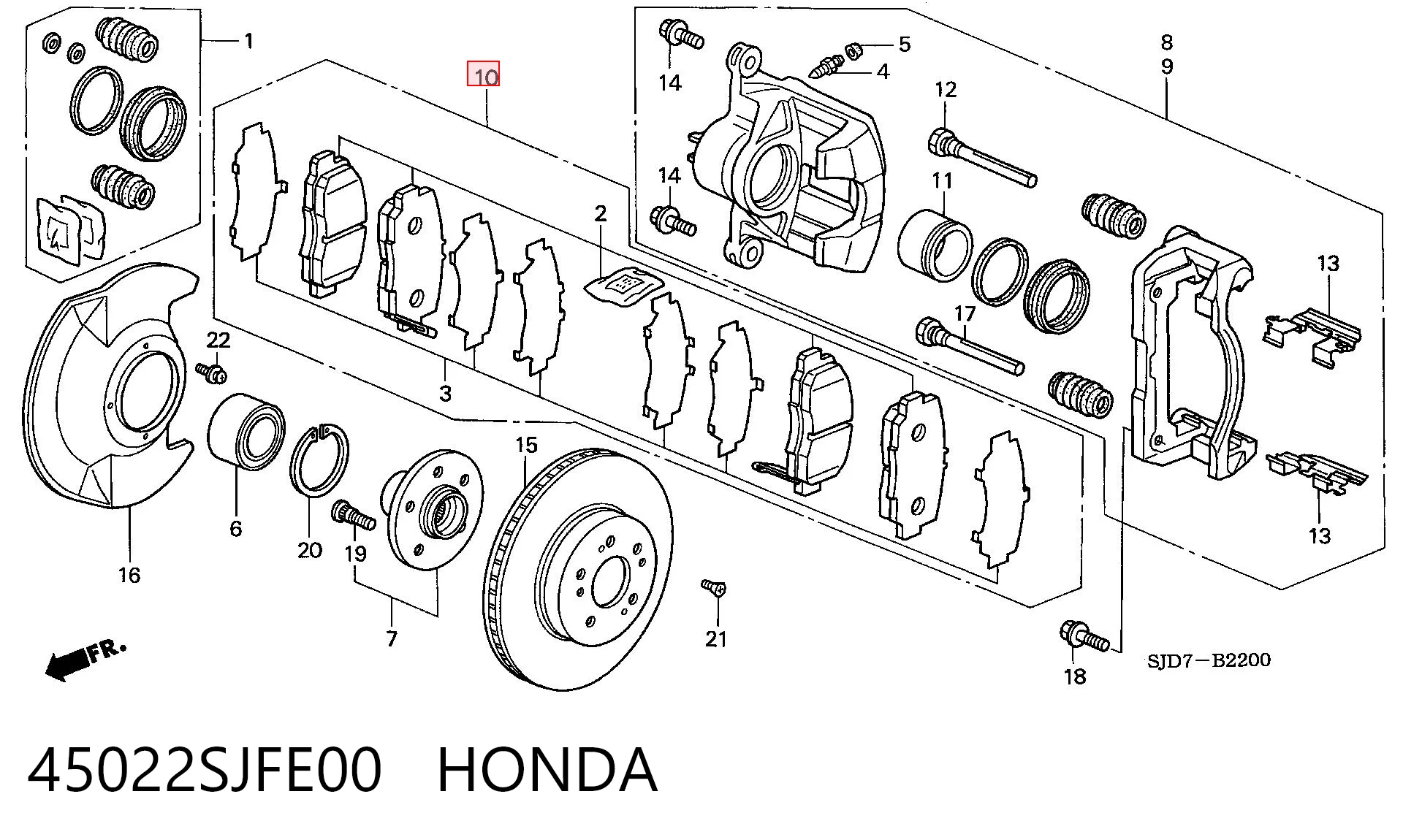 Колодки тормозные передние дисковые HONDA 45022SJFE00