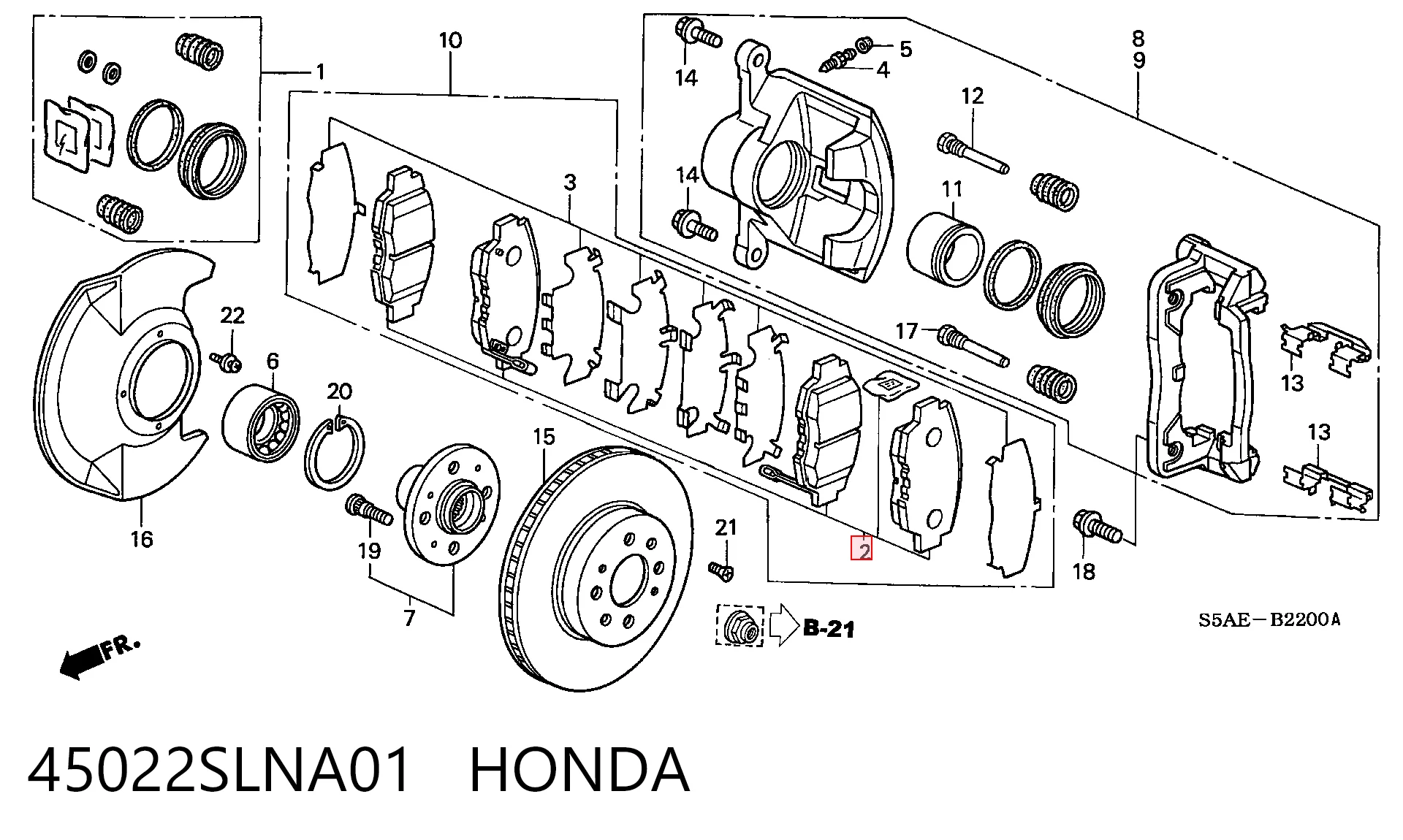 45022SLNA01 Honda Колодки передние