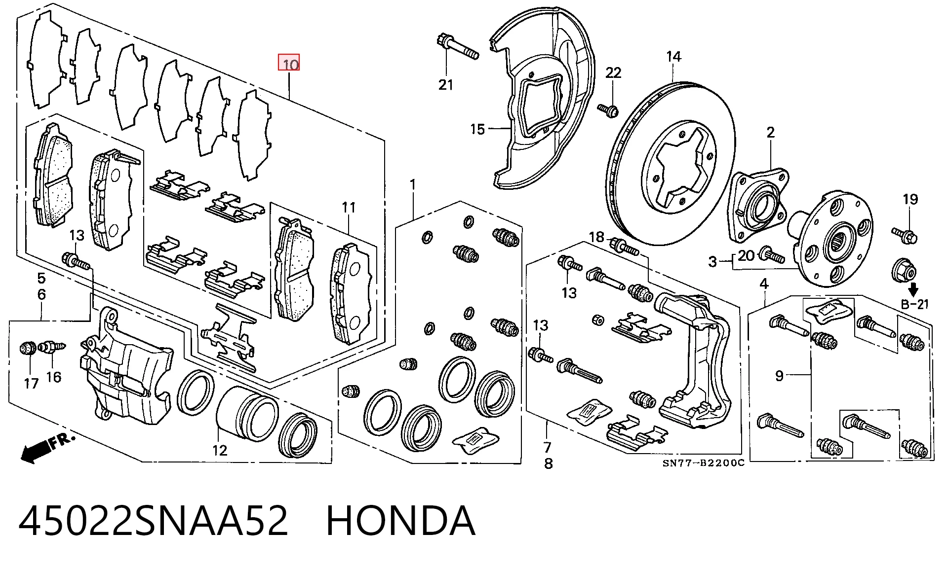 45022SNAA52 Honda Колодки передние